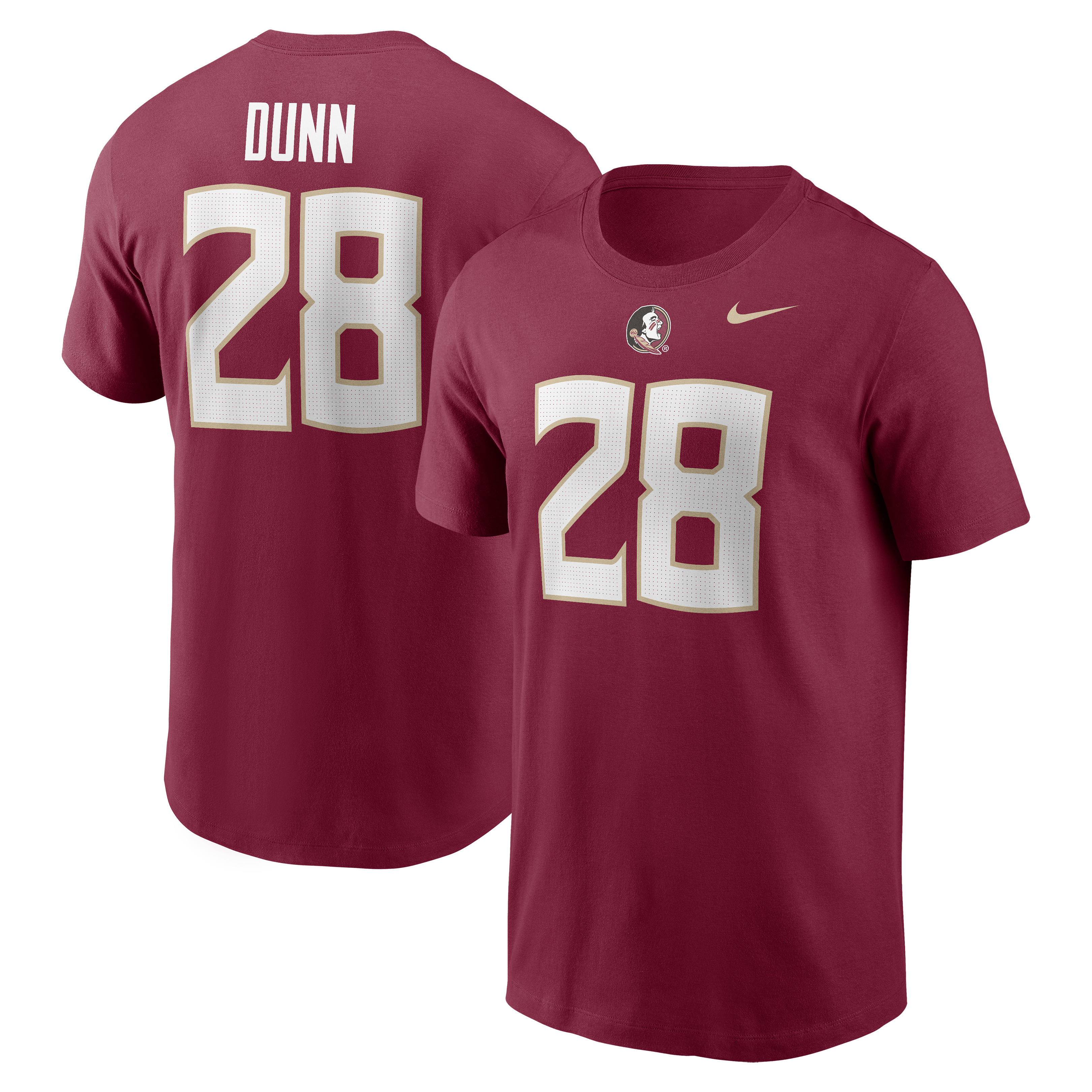 Men's Nike Warrick Dunn Garnet Florida State Seminoles Name & Number T-Shirt