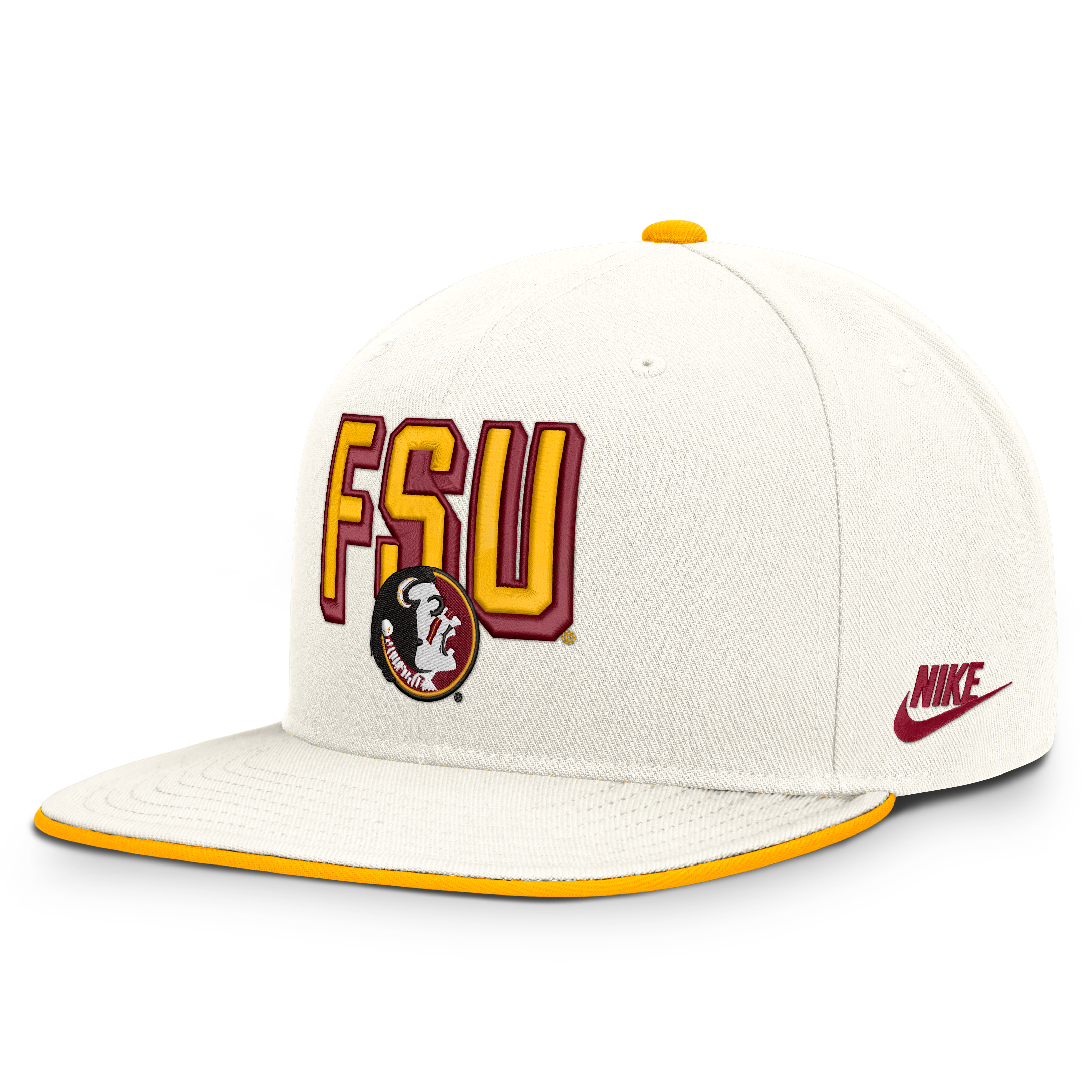 Casquette snapback Nike Pro blanche Florida State Seminoles Legacy Letter & Mascot pour homme