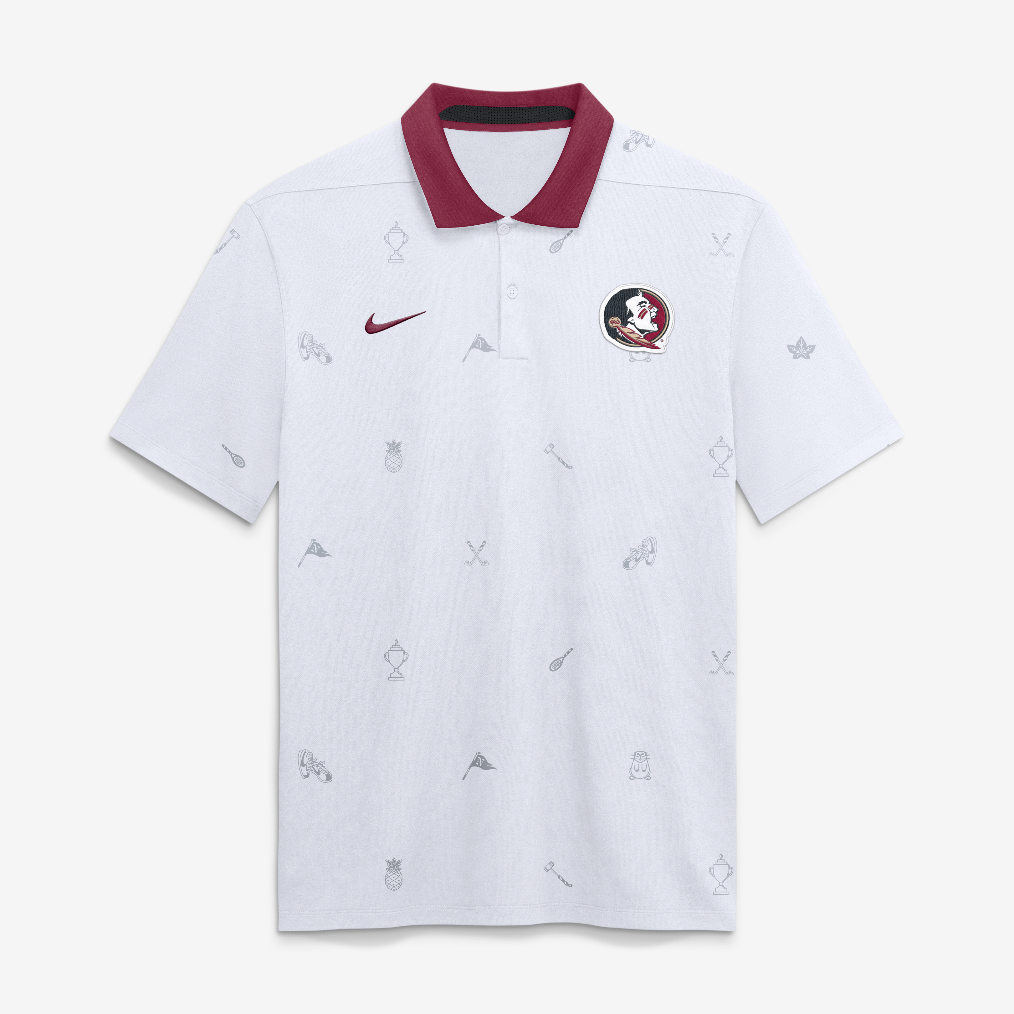 Men's Nike White Florida State Seminoles Vapor Pattern Dri-FIT Polo