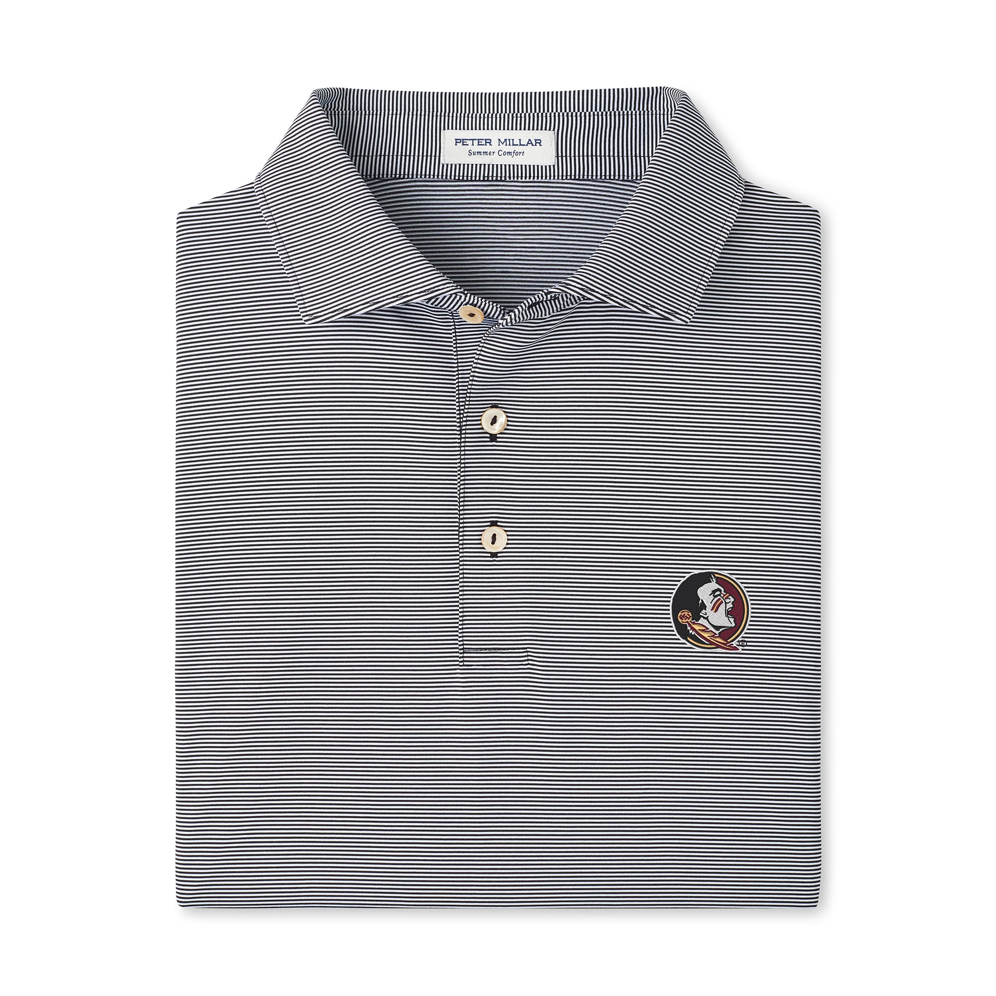 Men's Peter Millar  Black Florida State Seminoles Jubilee Stripe Stretch Jersey Polo