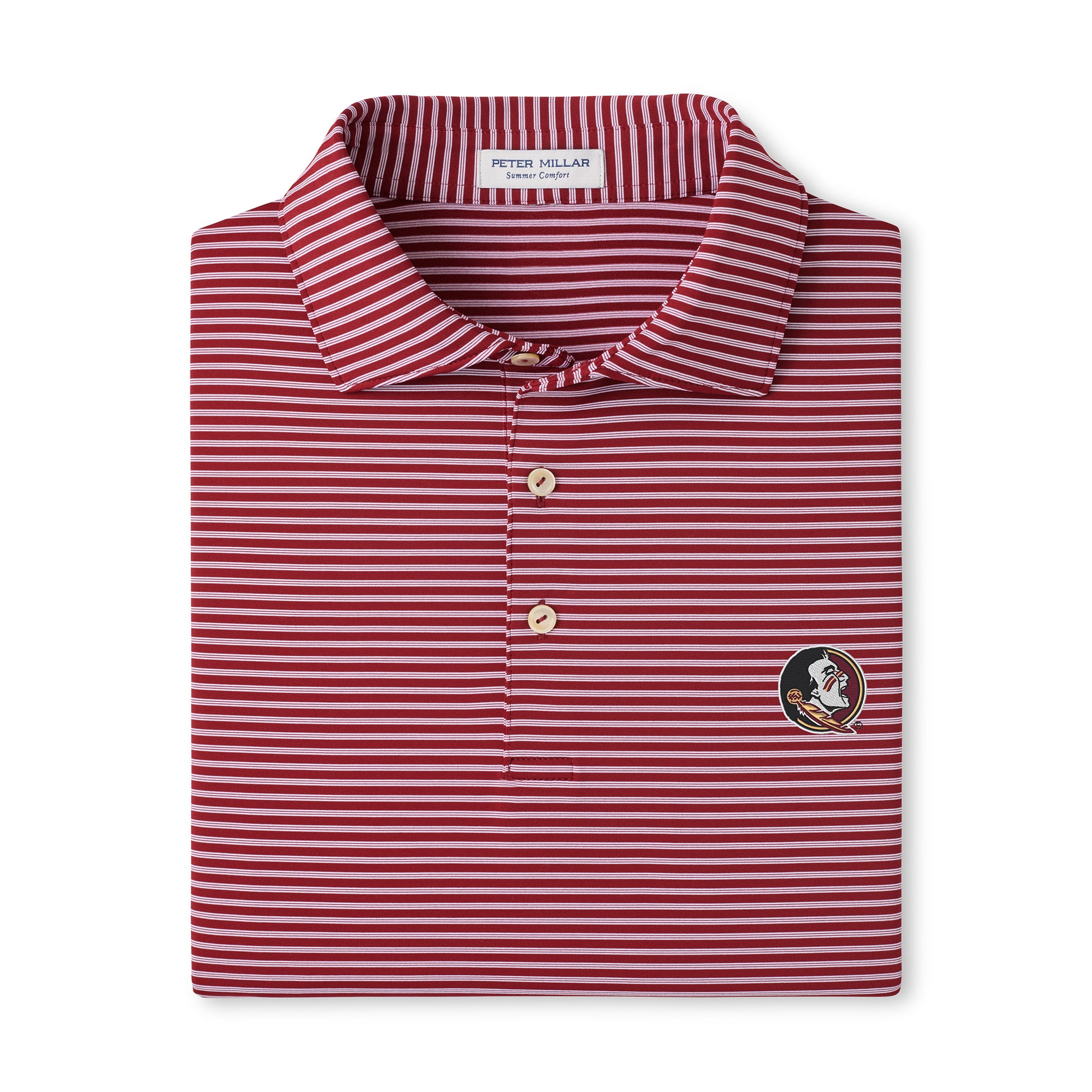 Men's Peter Millar Garnet Florida State Seminoles Tiebreaker Performance Jersey Stripe Polo