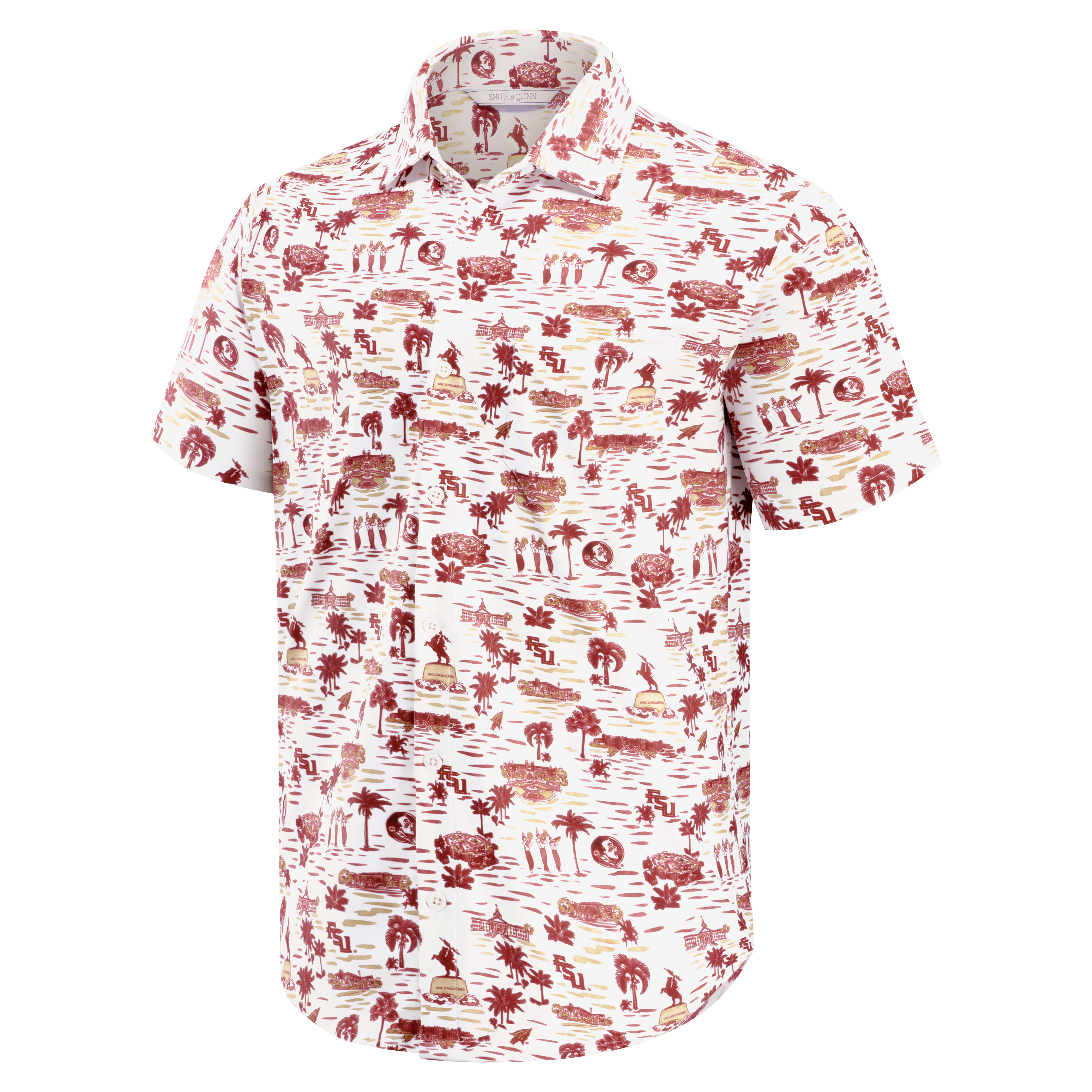 Men's Smith & Quinn White Florida State Seminoles Toile Boatyard Button-Up Shirt