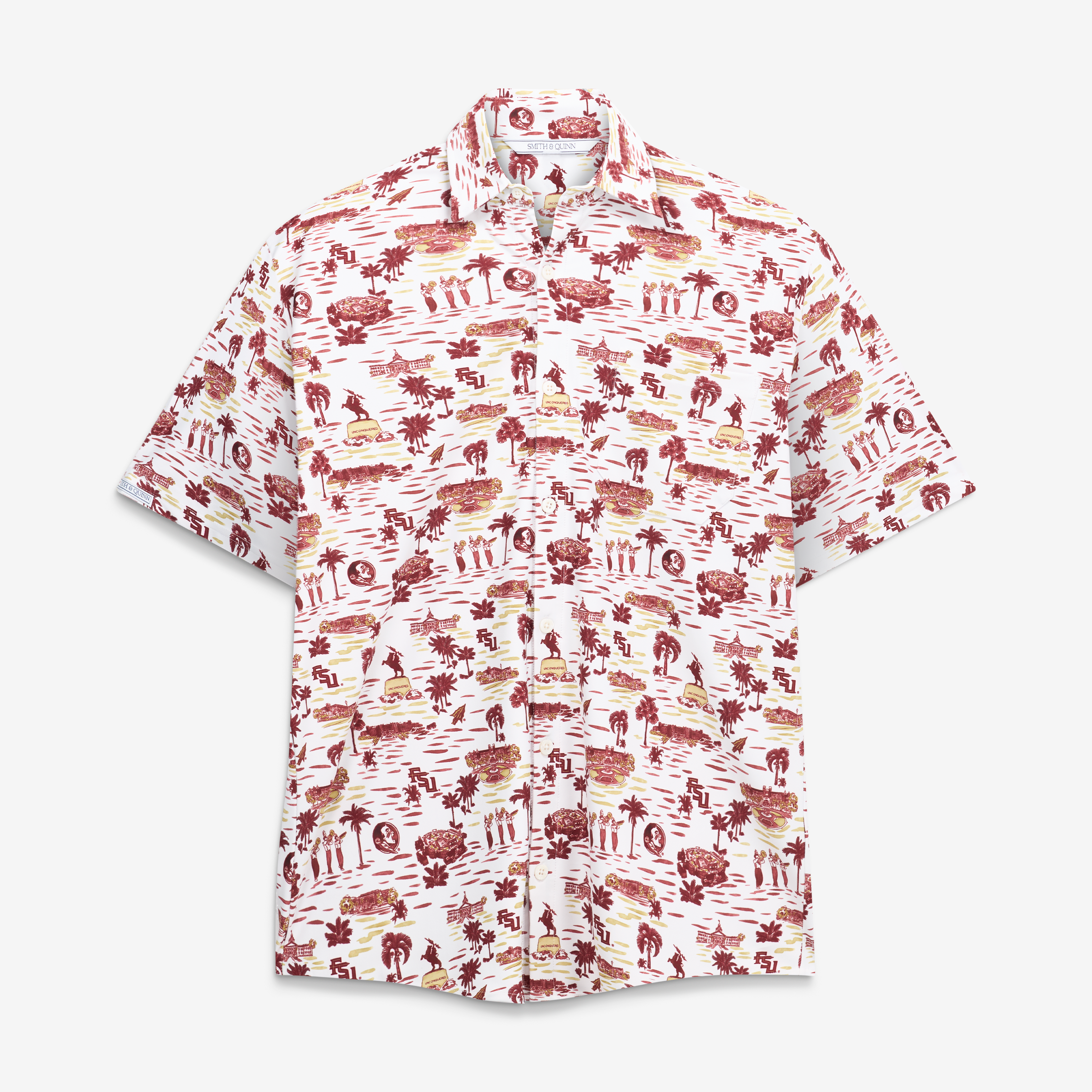 Men's Smith & Quinn White Florida State Seminoles Toile Boatyard Button-Up Shirt