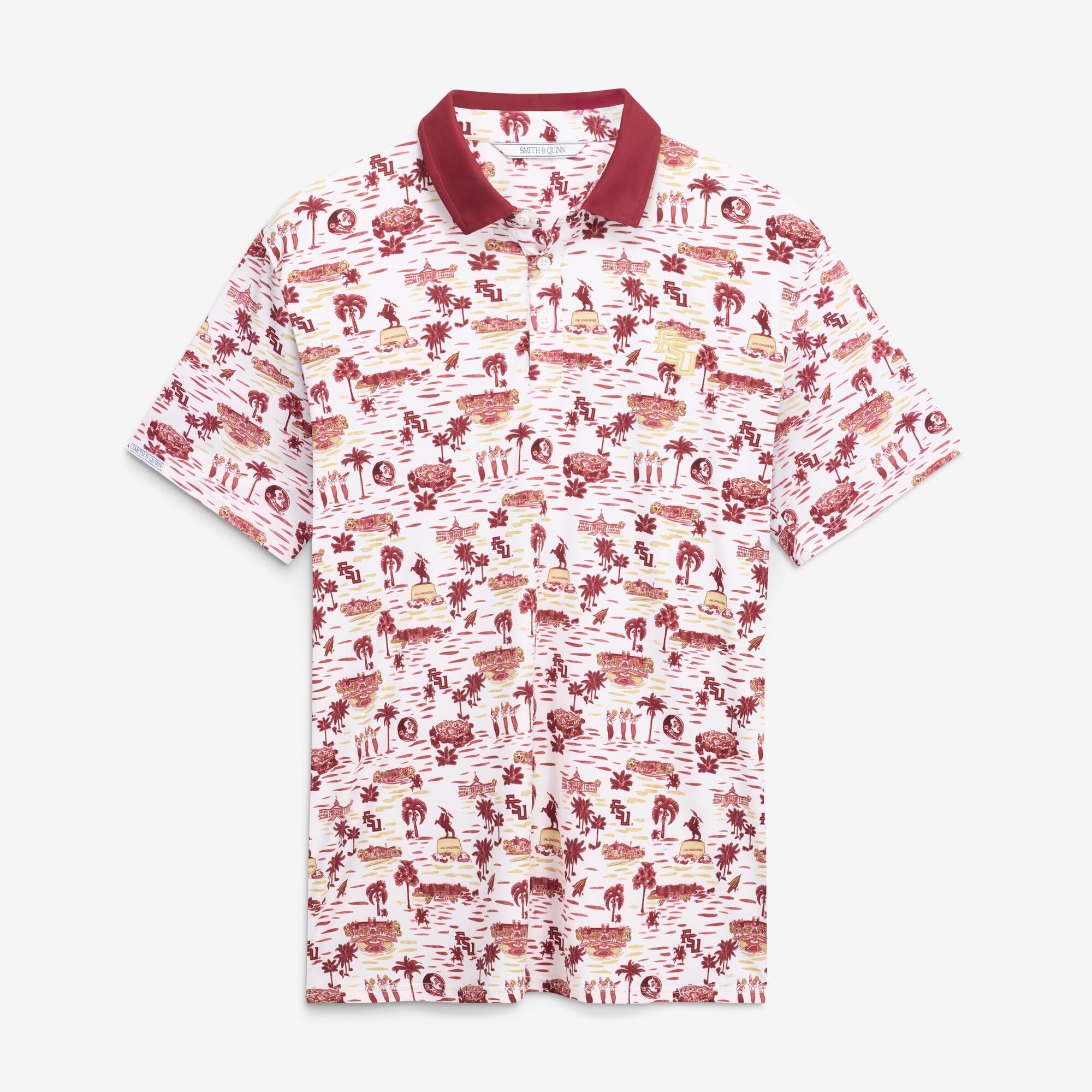 Men's Smith & Quinn White Florida State Seminoles Toile Teddy Polo