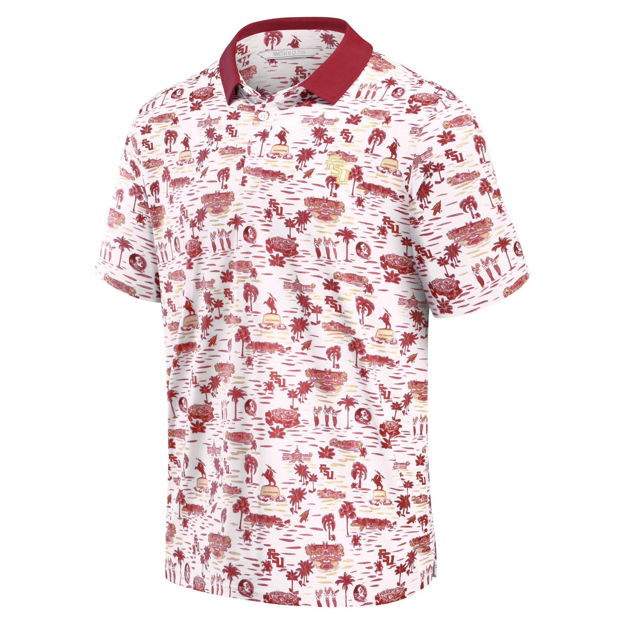 Men's Smith & Quinn White Florida State Seminoles Toile Teddy Polo