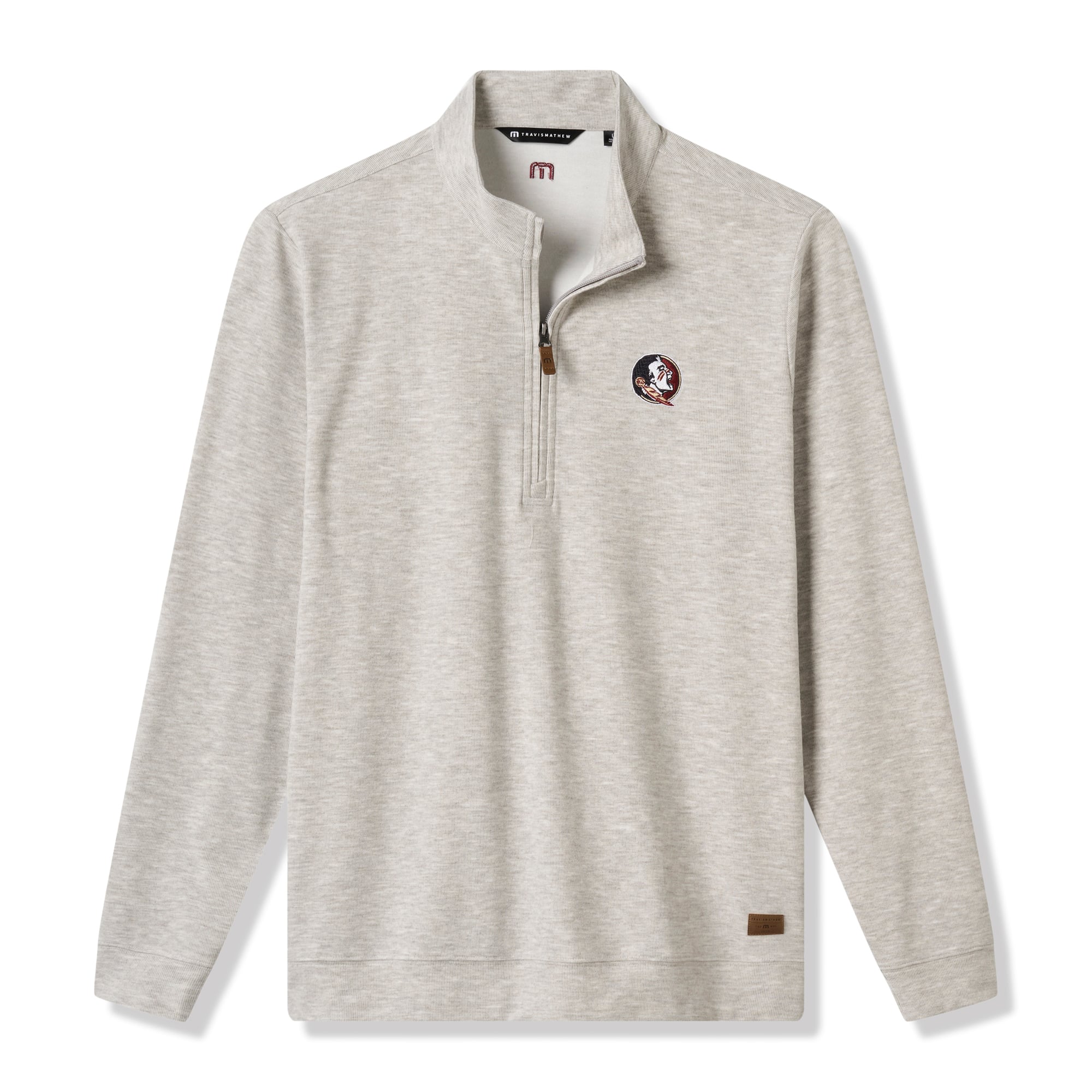 Men's TravisMathew Heather Gray Florida State Seminoles Cloud Home Game Quarter-Zip Tri-Blend Pullover