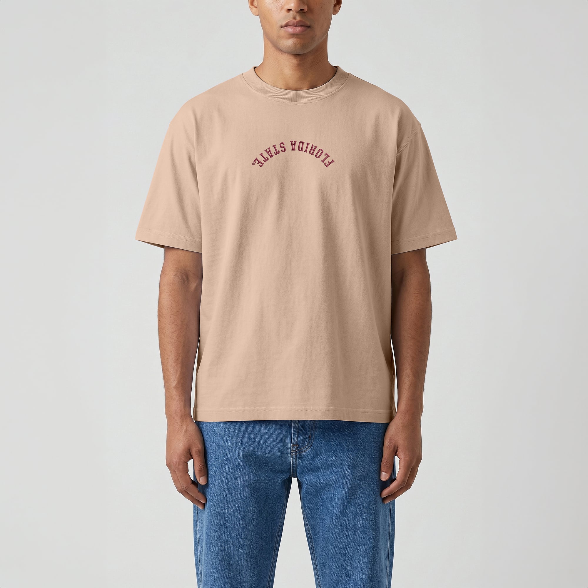 Men's Uscape Apparel Tan Florida State Seminoles Upside Down Embroidered Vintage Heavyweight T-Shirt