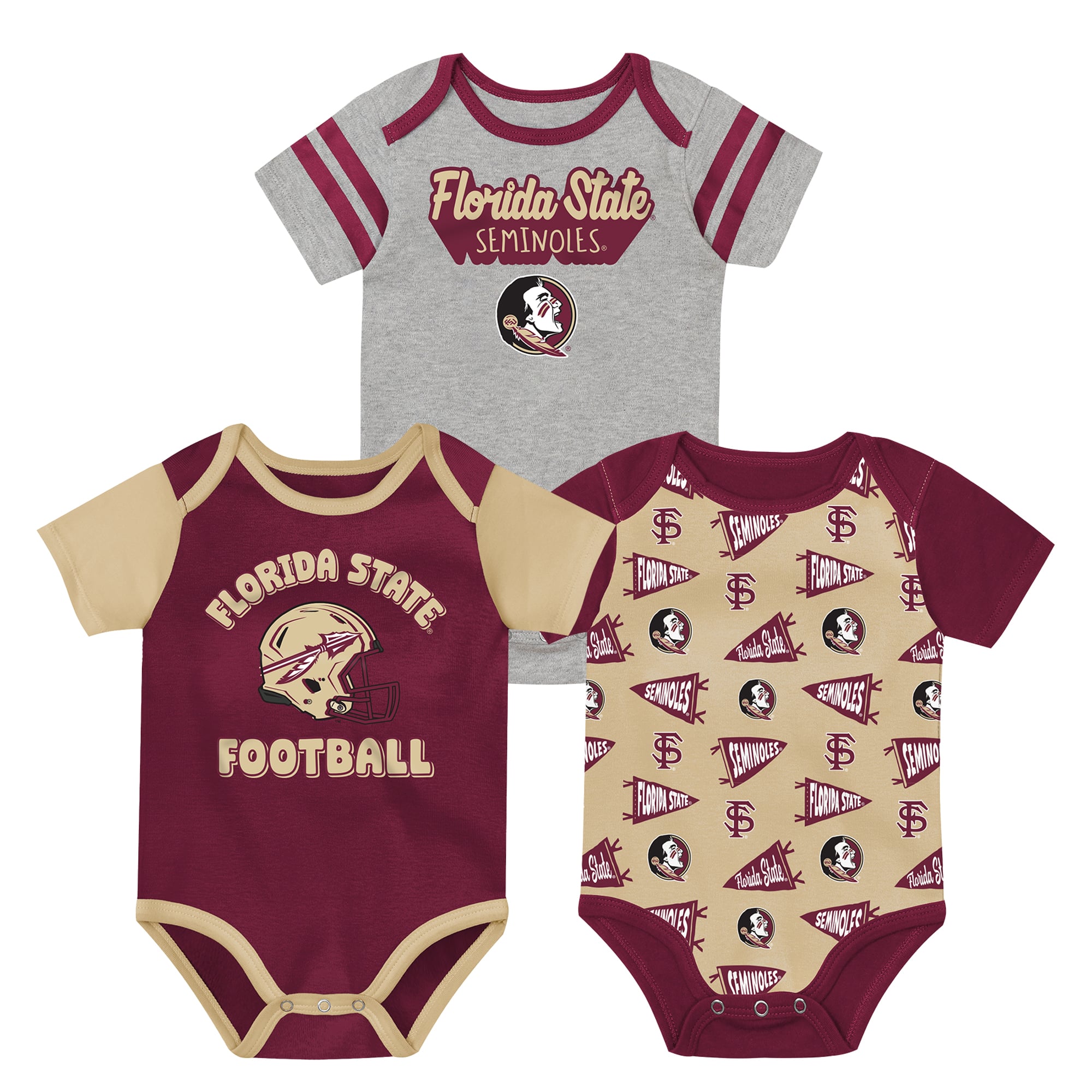 Newborn Outerstuff  Garnet Florida State Seminoles Star Player Three-Piece Bodysuit Set