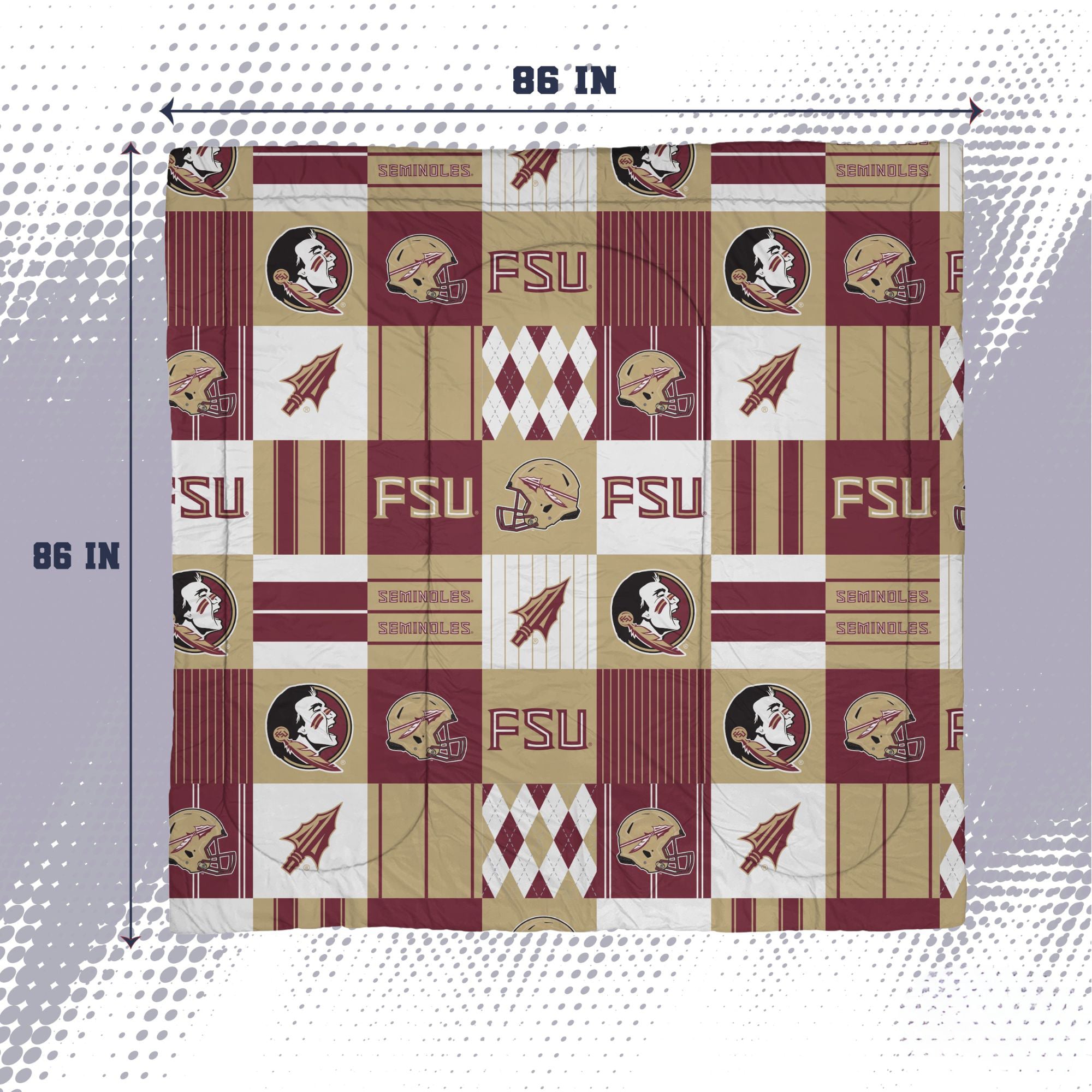 Ensemble de literie trois pièces à carreaux patchwork Pegasus Florida State Seminoles (grand lit/queen)