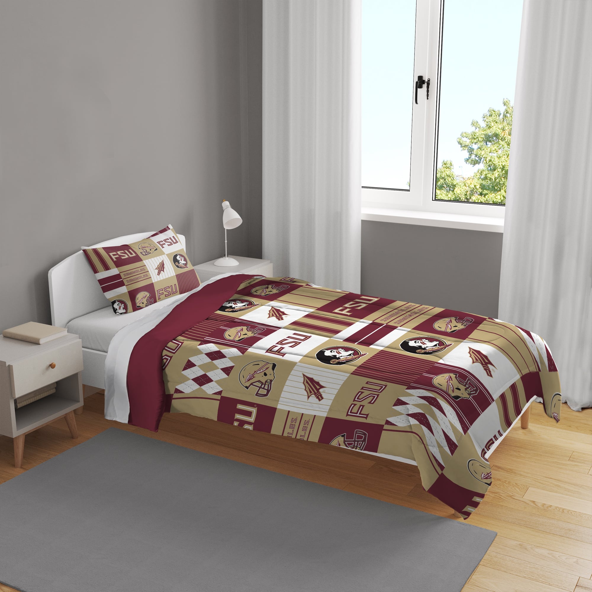 Ensemble de literie deux pièces Pegasus Florida State Seminoles Patchwork Plaid Twin/Twin XL