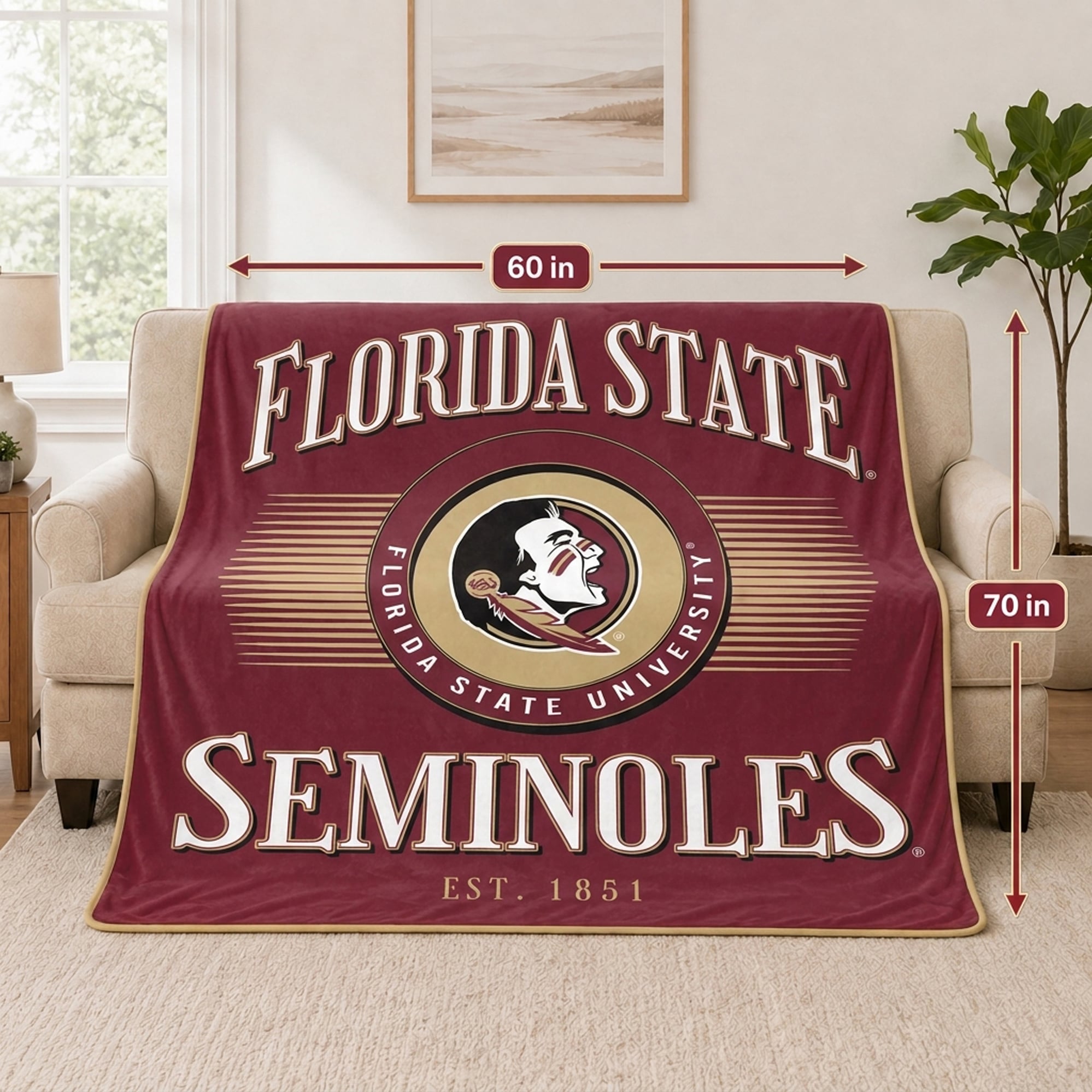 Couverture Pegasus Florida State Seminoles Spotlight Arch 60" x 70" ultra douce