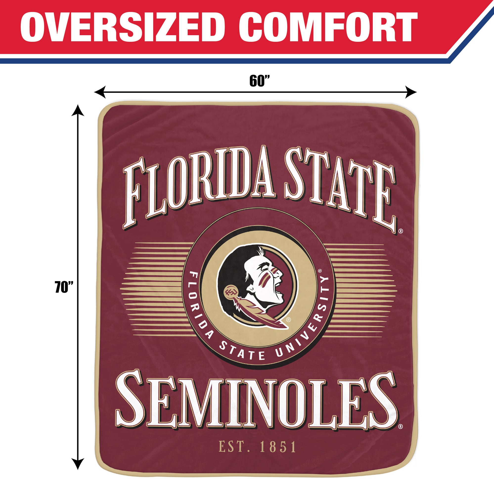 Couverture Pegasus Florida State Seminoles Spotlight Arch 60" x 70" ultra douce