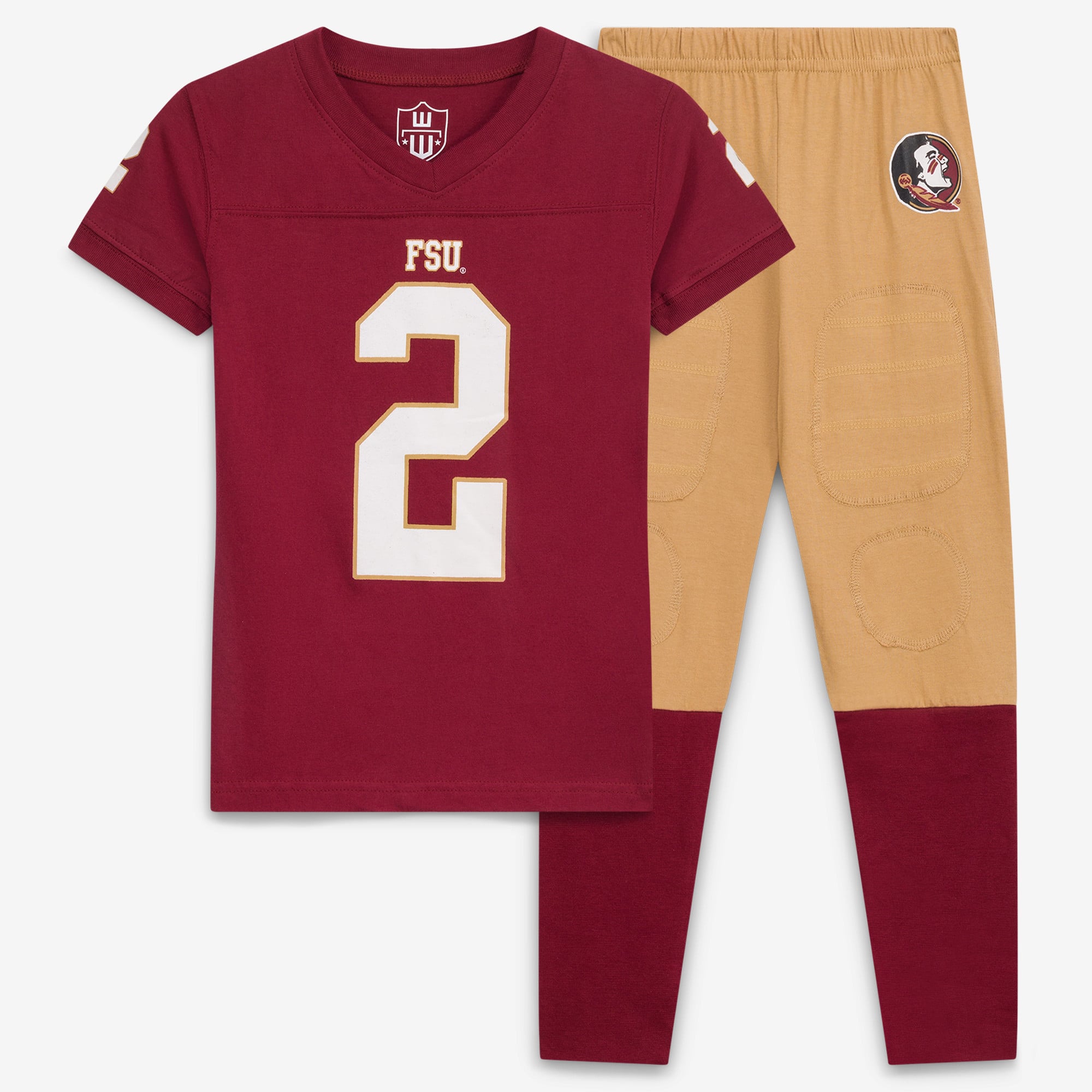 Ensemble pyjama à col en V Wes & Willy Garnet Florida State Seminoles pour enfants d'âge préscolaire