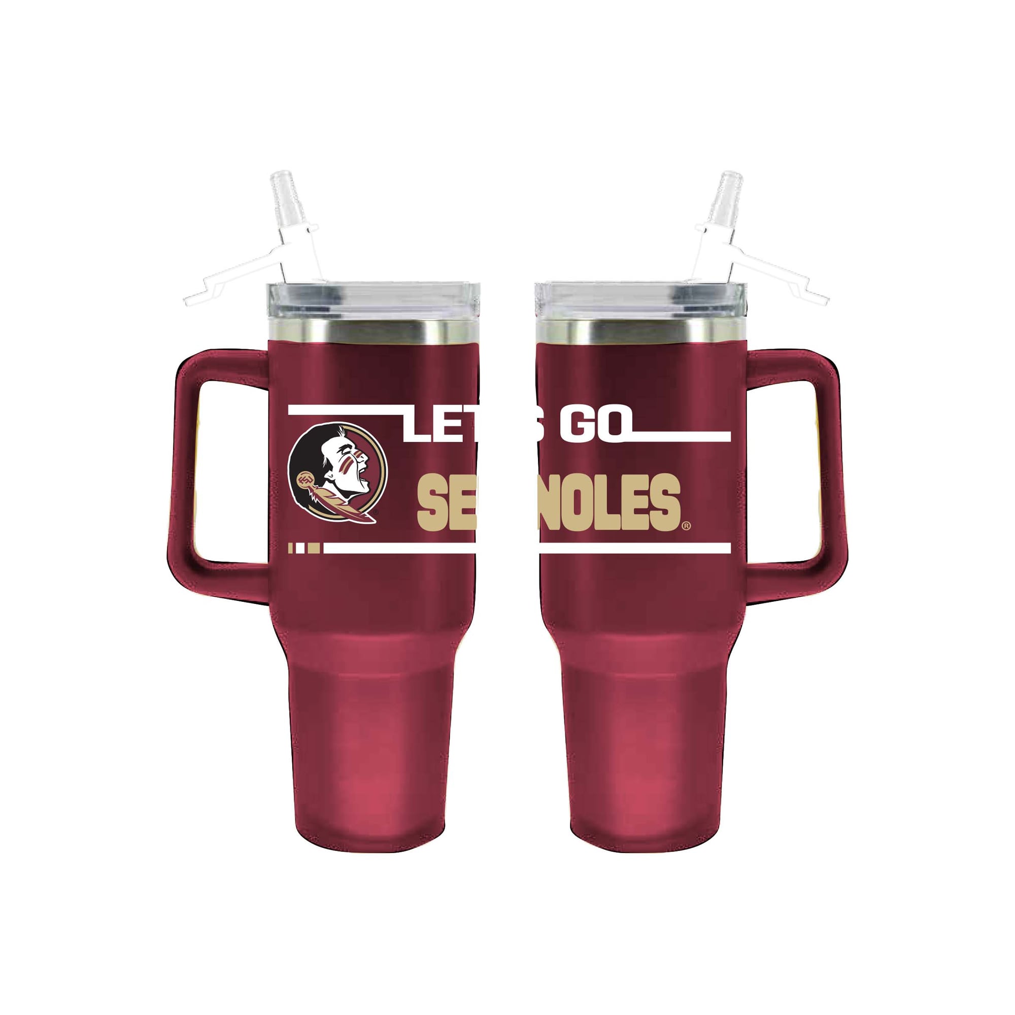 Gobelet isotherme de 1,2 L (40 oz) en acier inoxydable aux couleurs de l'équipe Florida State Seminoles, avec paille rabattable, de The Memory Company.