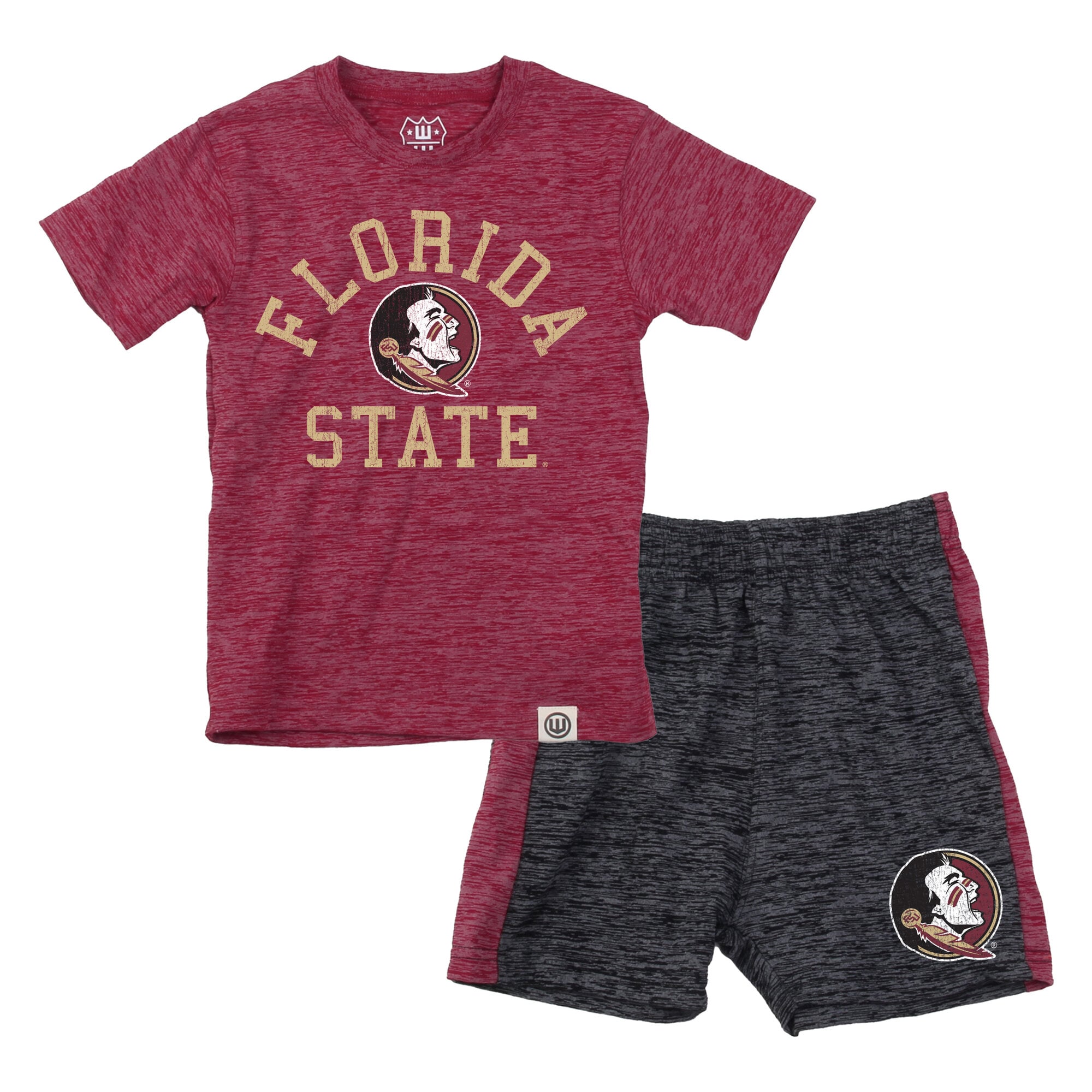 Ensemble t-shirt et short Wes & Willy Garnet Florida State Seminoles Cloudy Yarn pour tout-petits