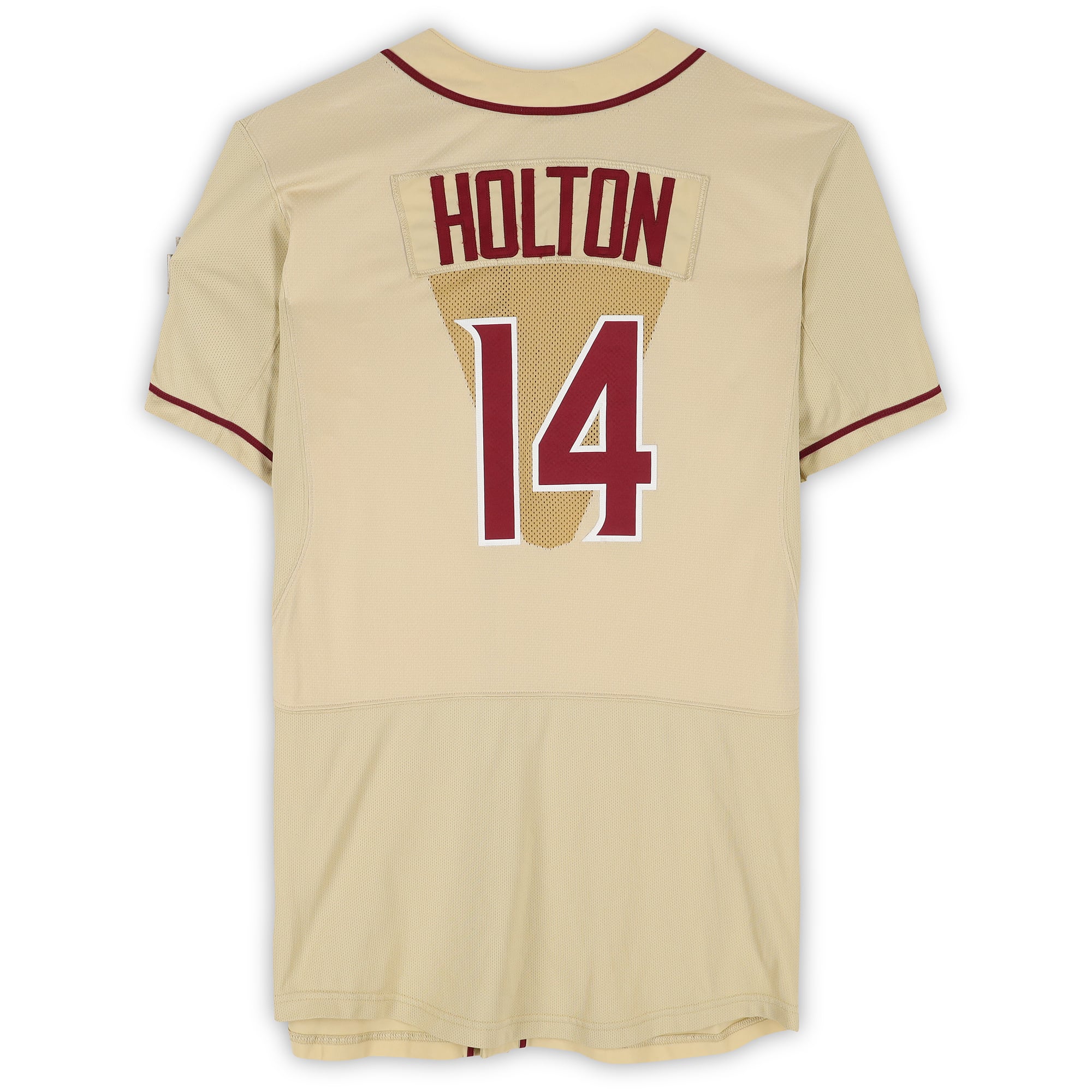 Tyler Holton Florida State Seminoles Player-Issued #14 Gold Jersey from the 2017 College World Series - Size 46