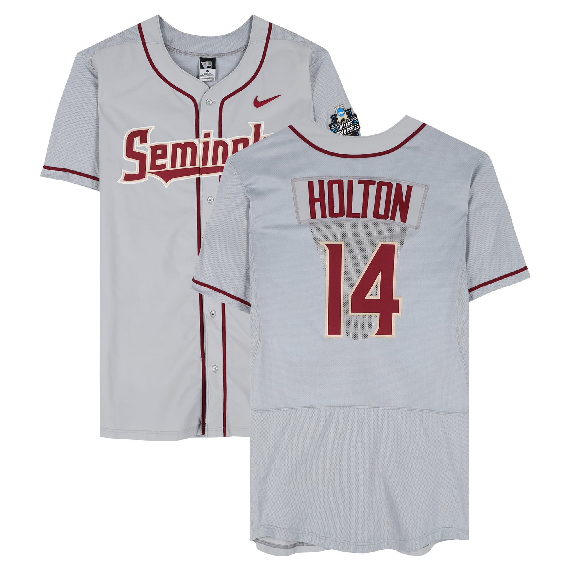 Tyler Holton Florida State Seminoles Player-Issued #14 Jersey from the 2017 College World Series