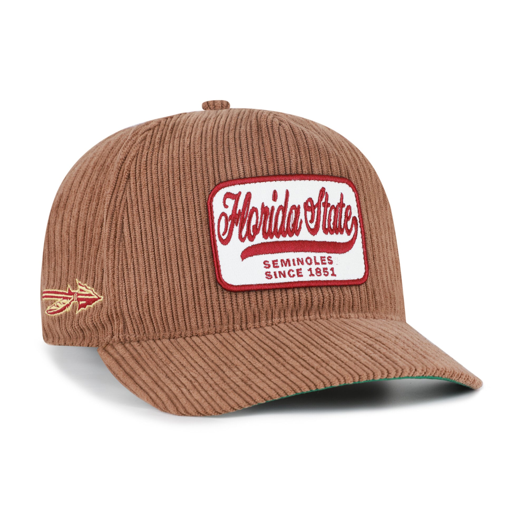 Chapeau unisexe marron Florida State Seminoles en velours côtelé à patchs et à fixation réglable