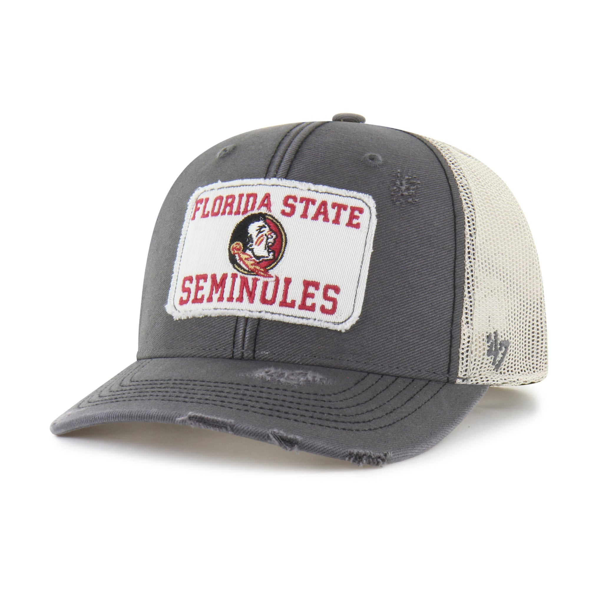 Casquette trucker unisexe '47 Charcoal Florida State Seminoles Egremont Well-Worn ajustable