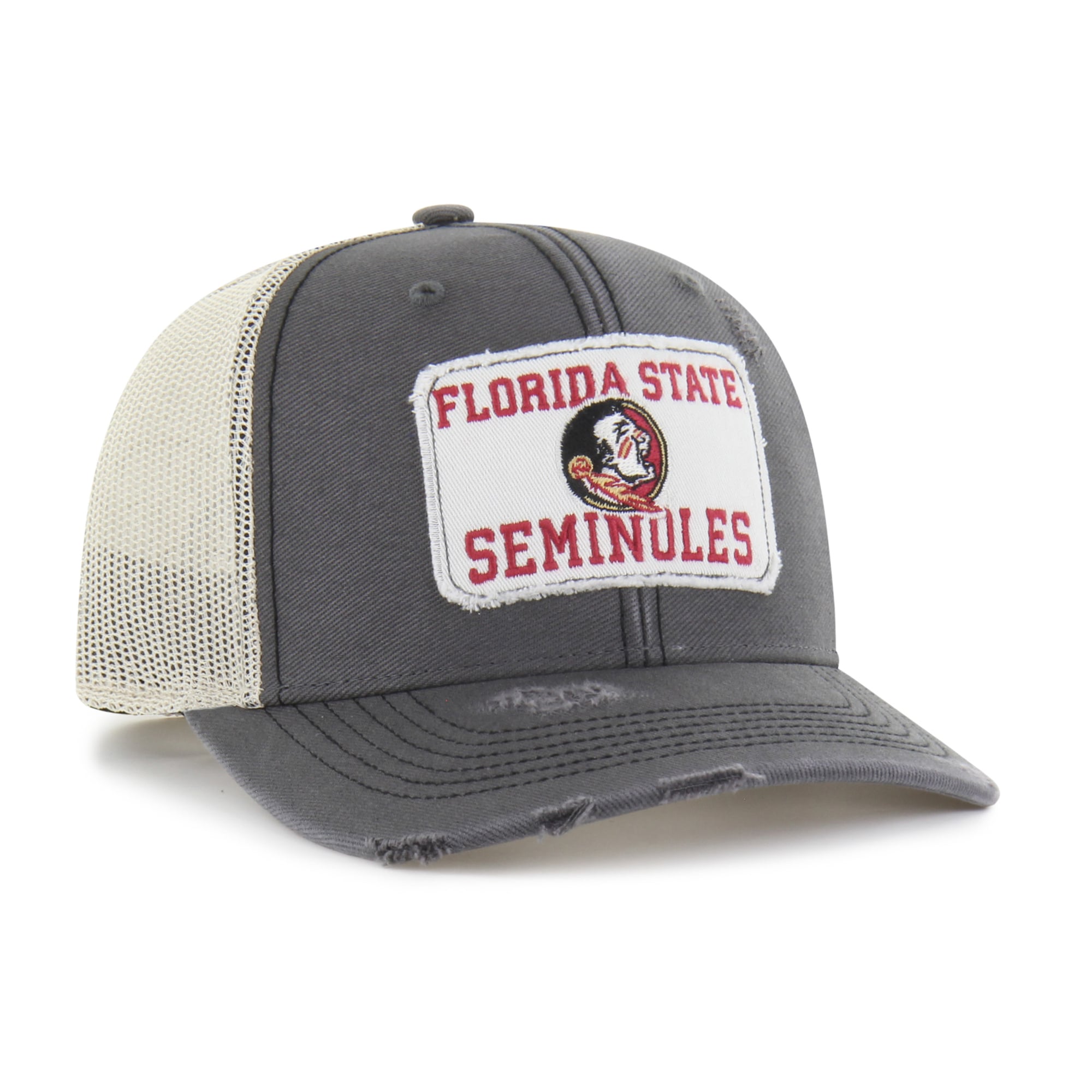 Casquette trucker unisexe '47 Charcoal Florida State Seminoles Egremont Well-Worn ajustable