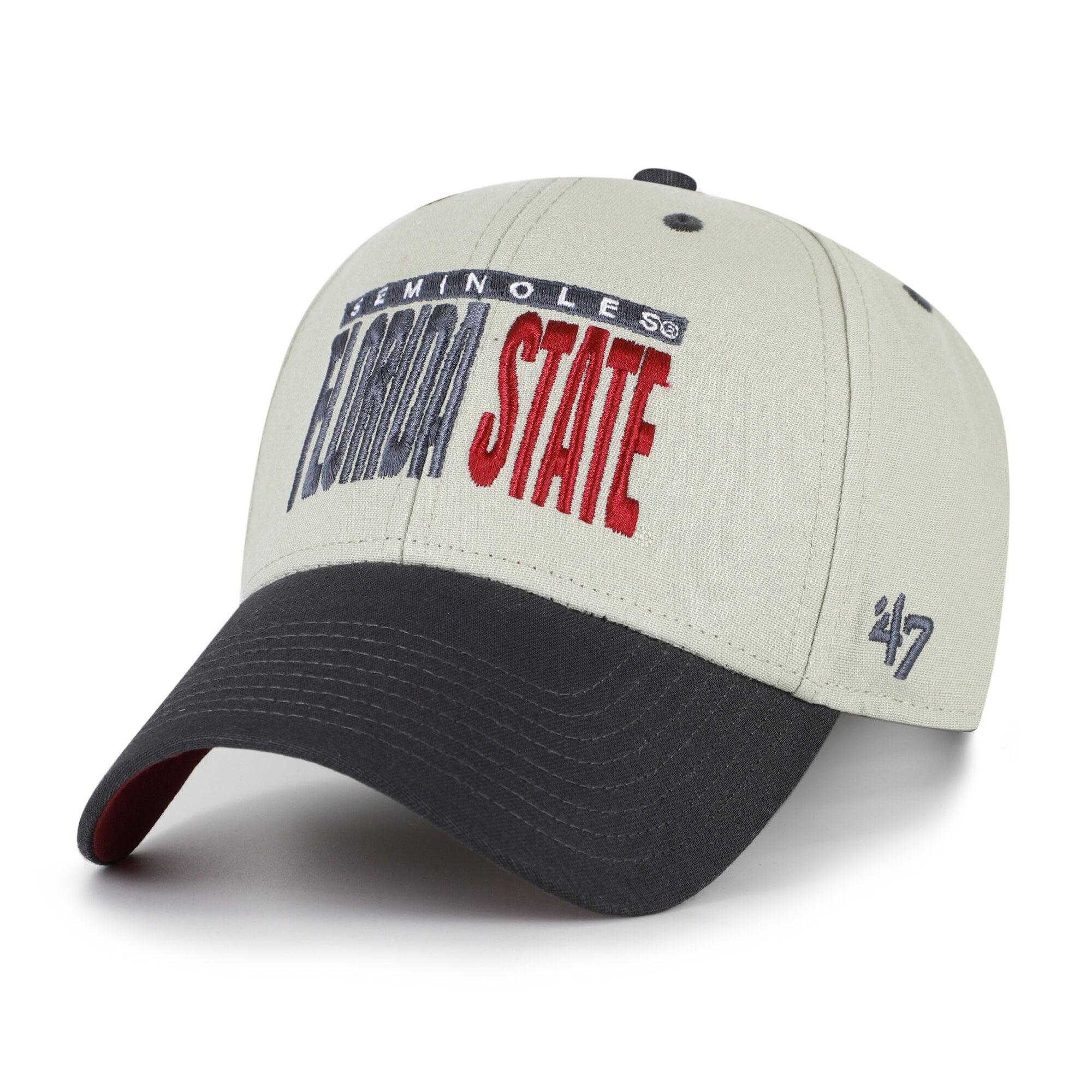 Casquette unisexe ajustable '47 grise/noire Florida State Seminoles, inscription demi-bloc MVP