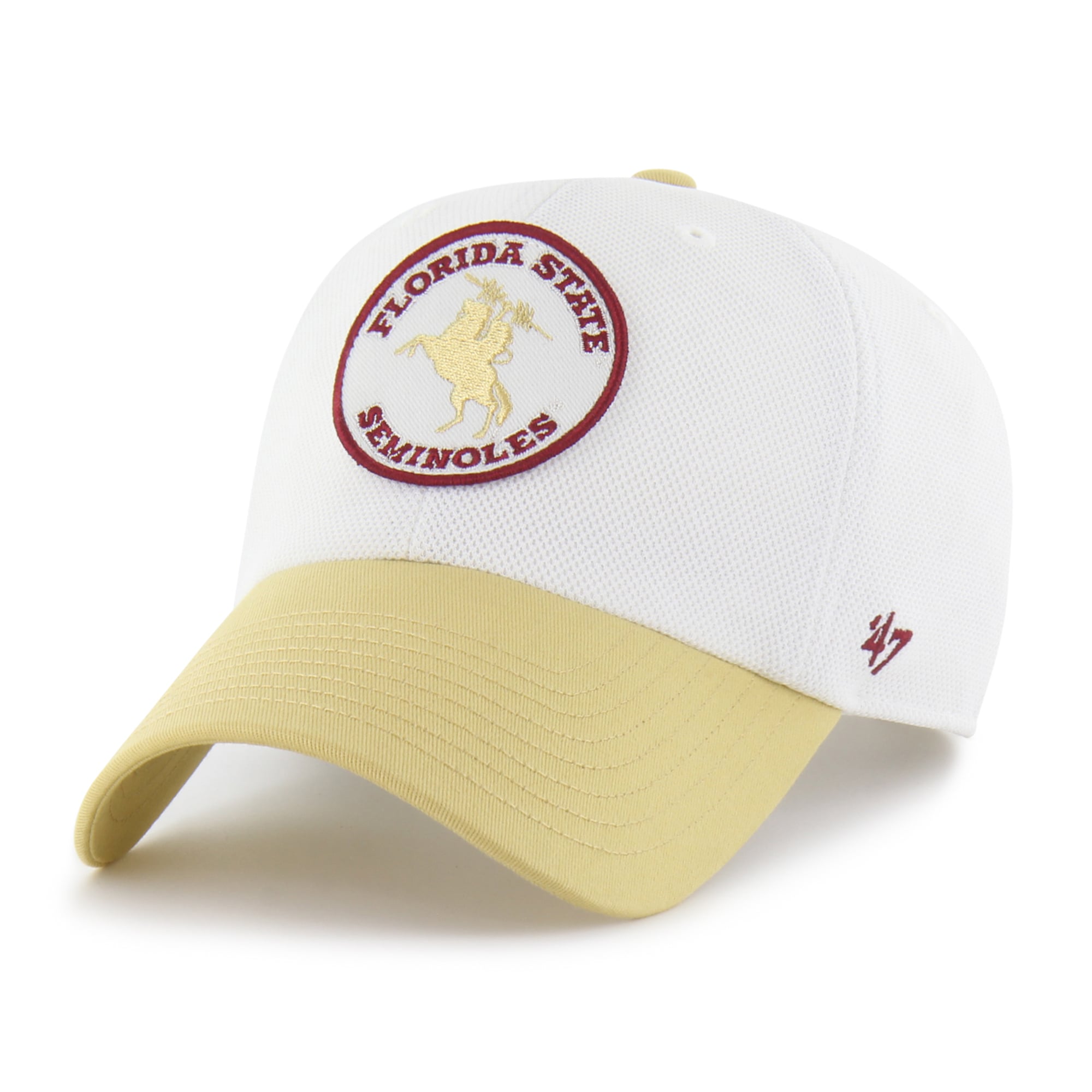 Casquette unisexe ajustable '47 blanche et or Florida State Seminoles Piqué Patch Clean Up