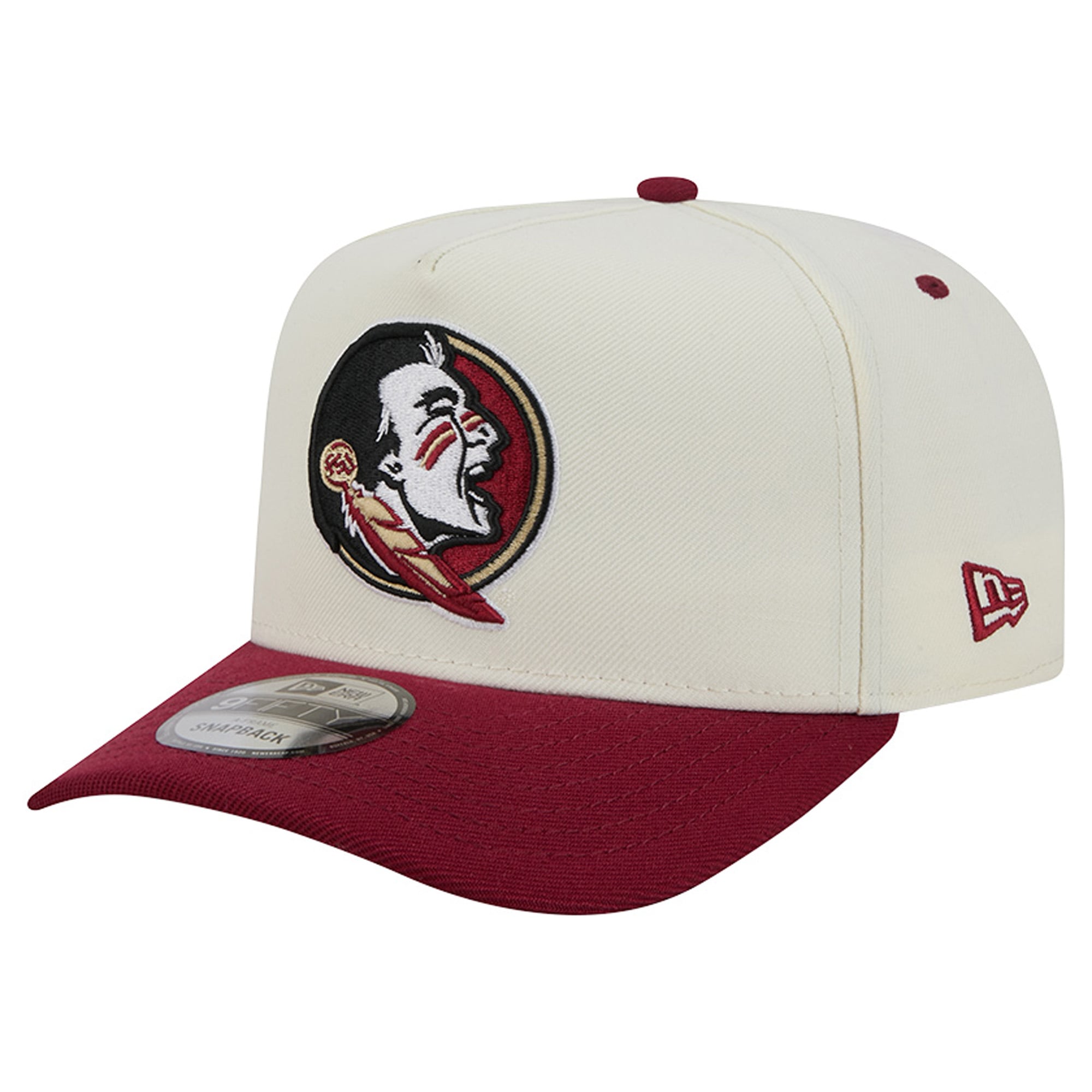 Casquette unisexe New Era blanche/grenat 9FIFTY A-Frame Snapback des Seminoles de l'État de Floride