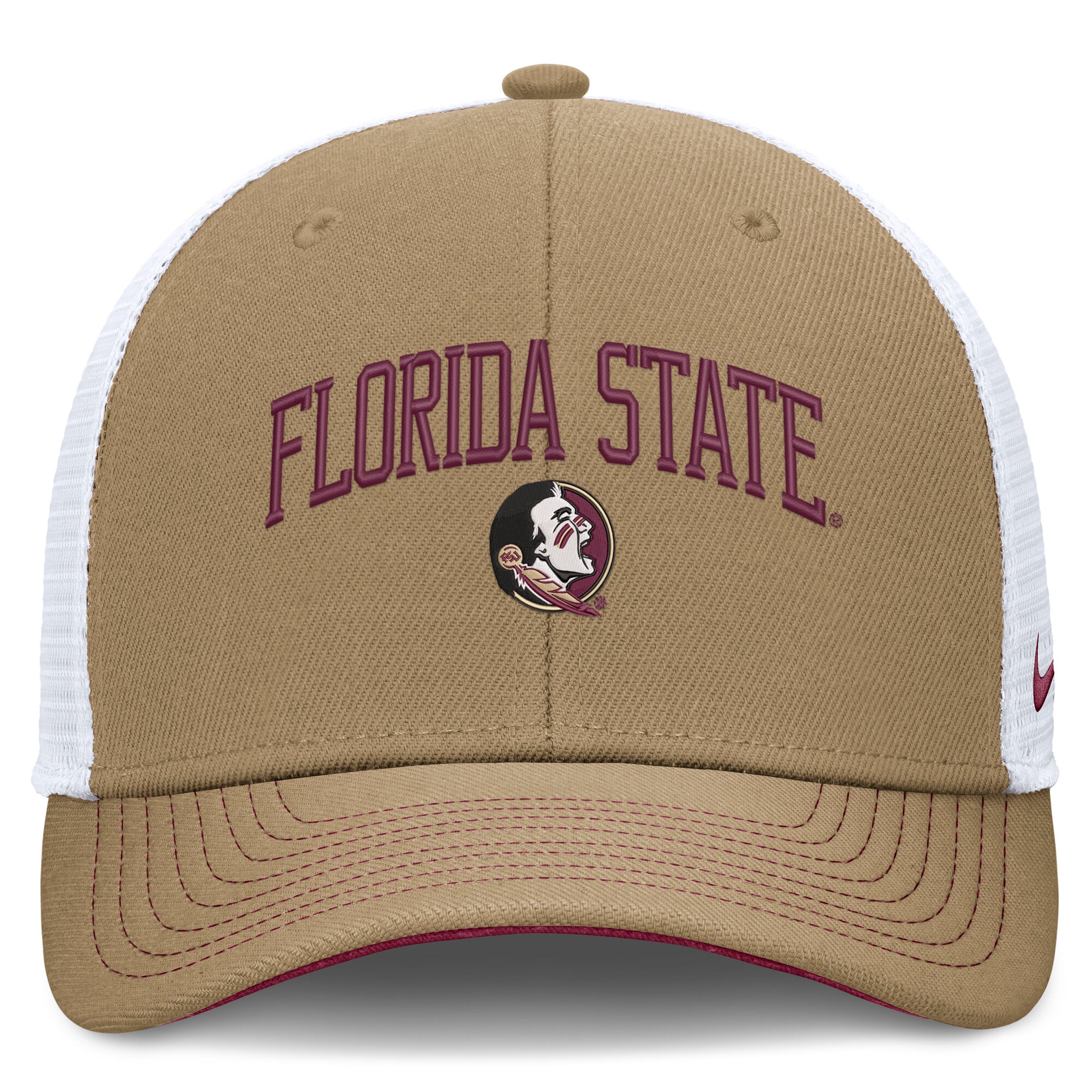 Casquette trucker unisexe Nike grenat/blanche Florida State Seminoles Dri-FIT Primetime à design arqué et ajustable