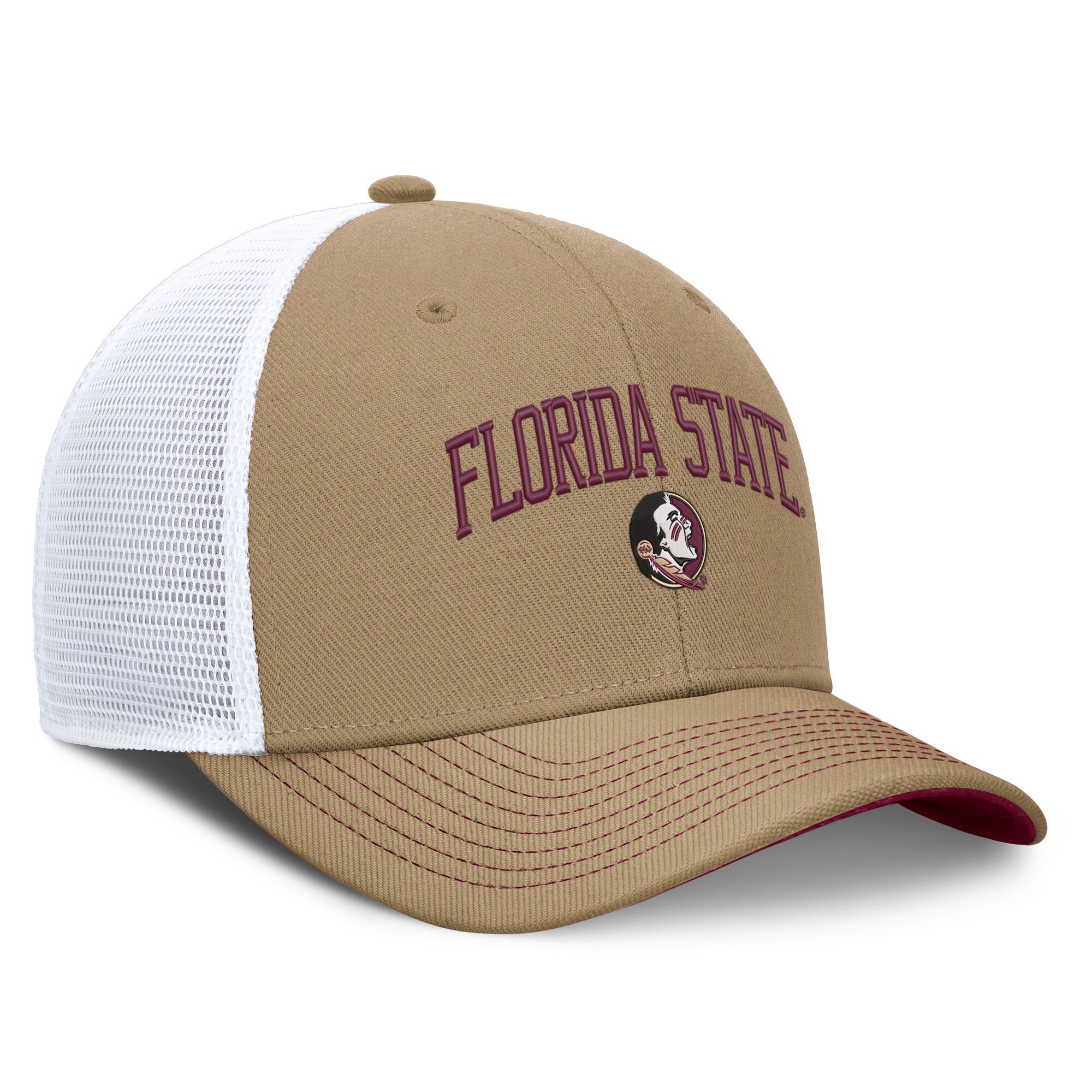 Casquette trucker unisexe Nike grenat/blanche Florida State Seminoles Dri-FIT Primetime à design arqué et ajustable
