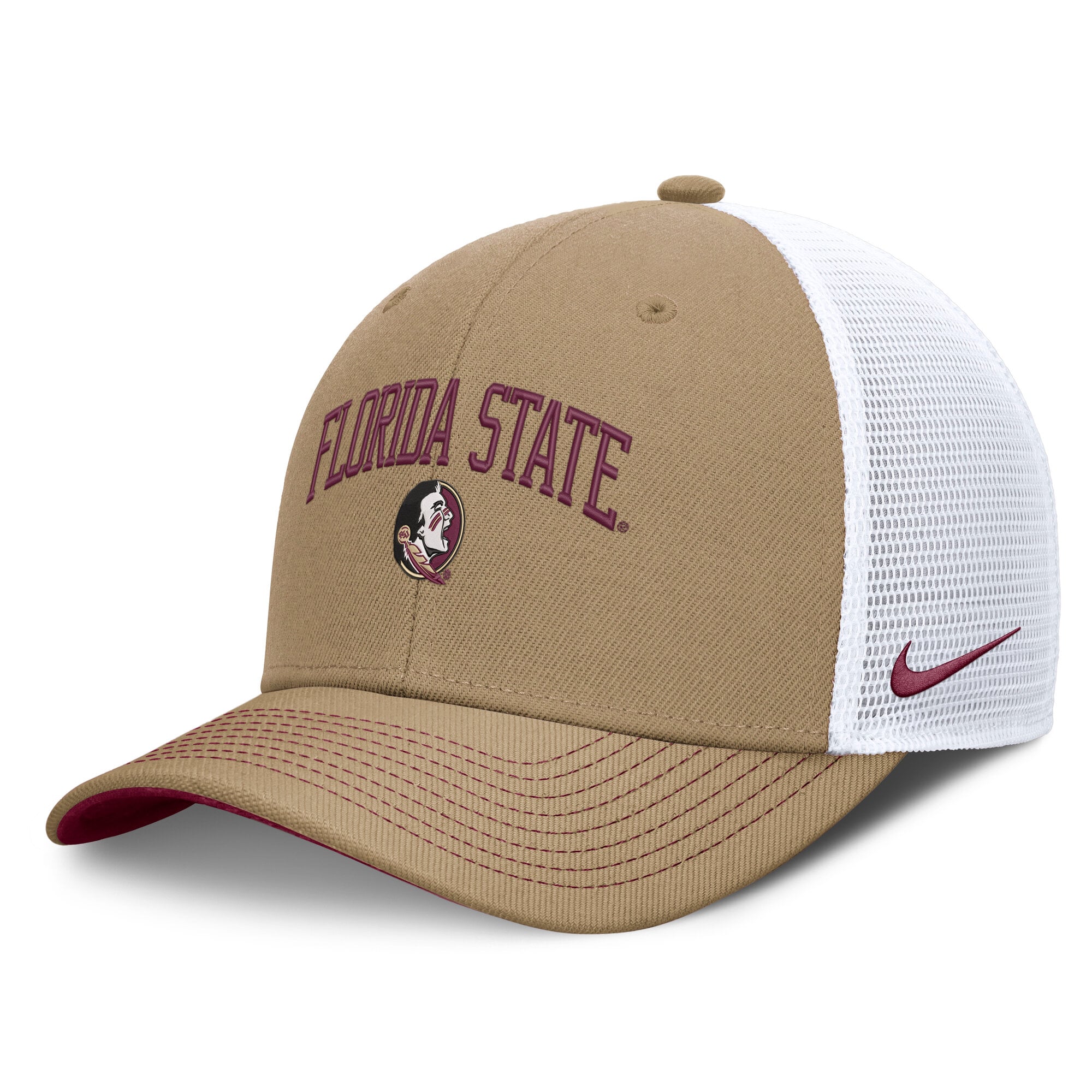 Casquette trucker unisexe Nike grenat/blanche Florida State Seminoles Dri-FIT Primetime à design arqué et ajustable
