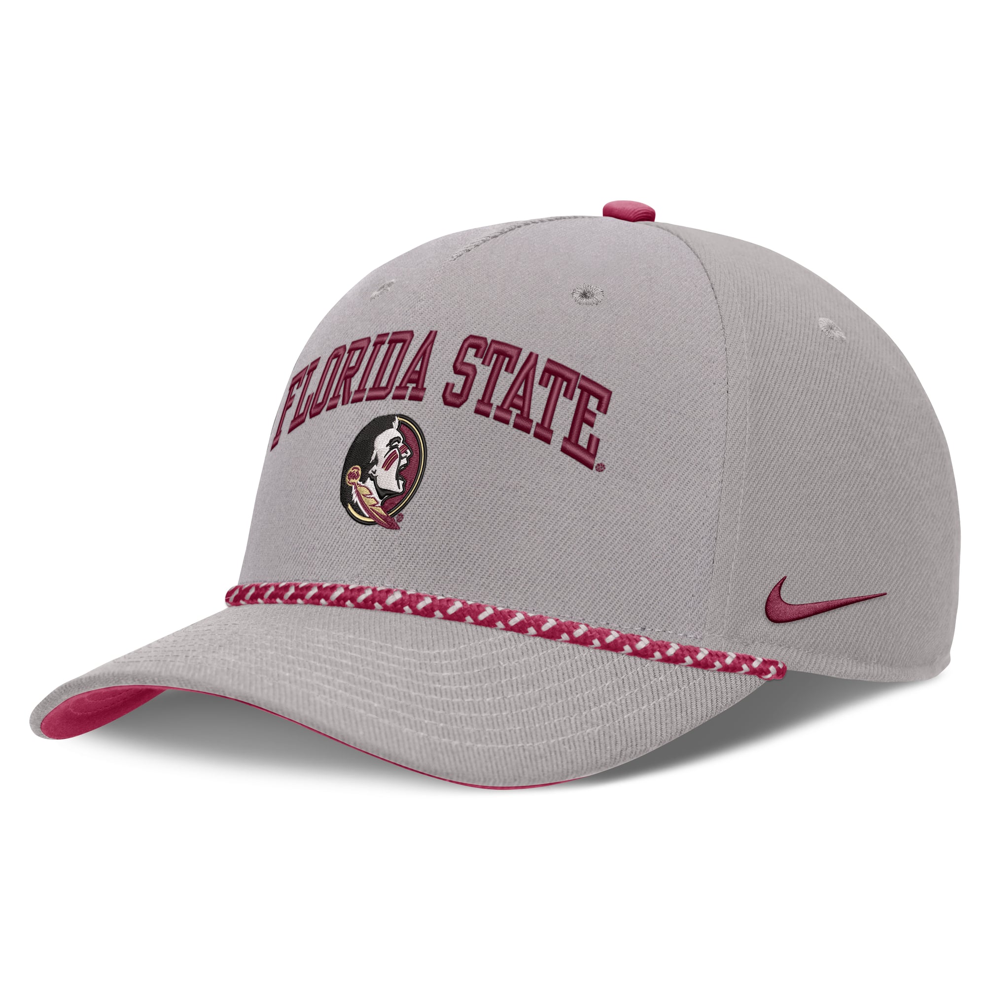 Casquette unisexe Nike grise Florida State Seminoles Primetime Rise Rope ajustable