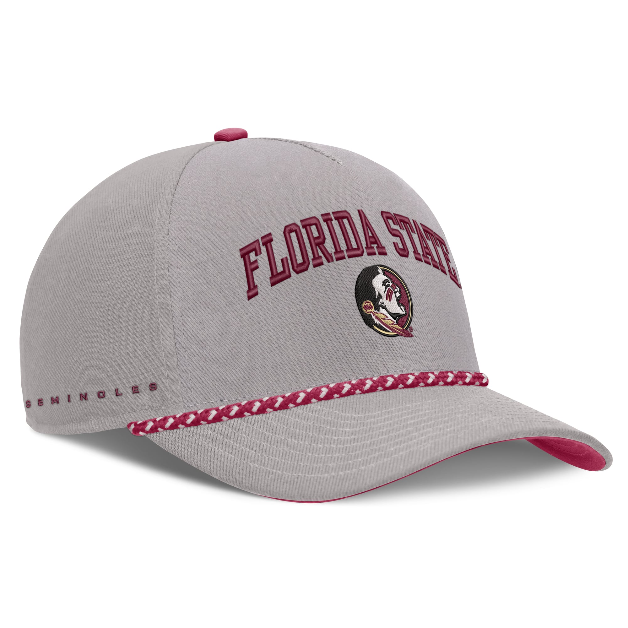 Casquette unisexe Nike grise Florida State Seminoles Primetime Rise Rope ajustable
