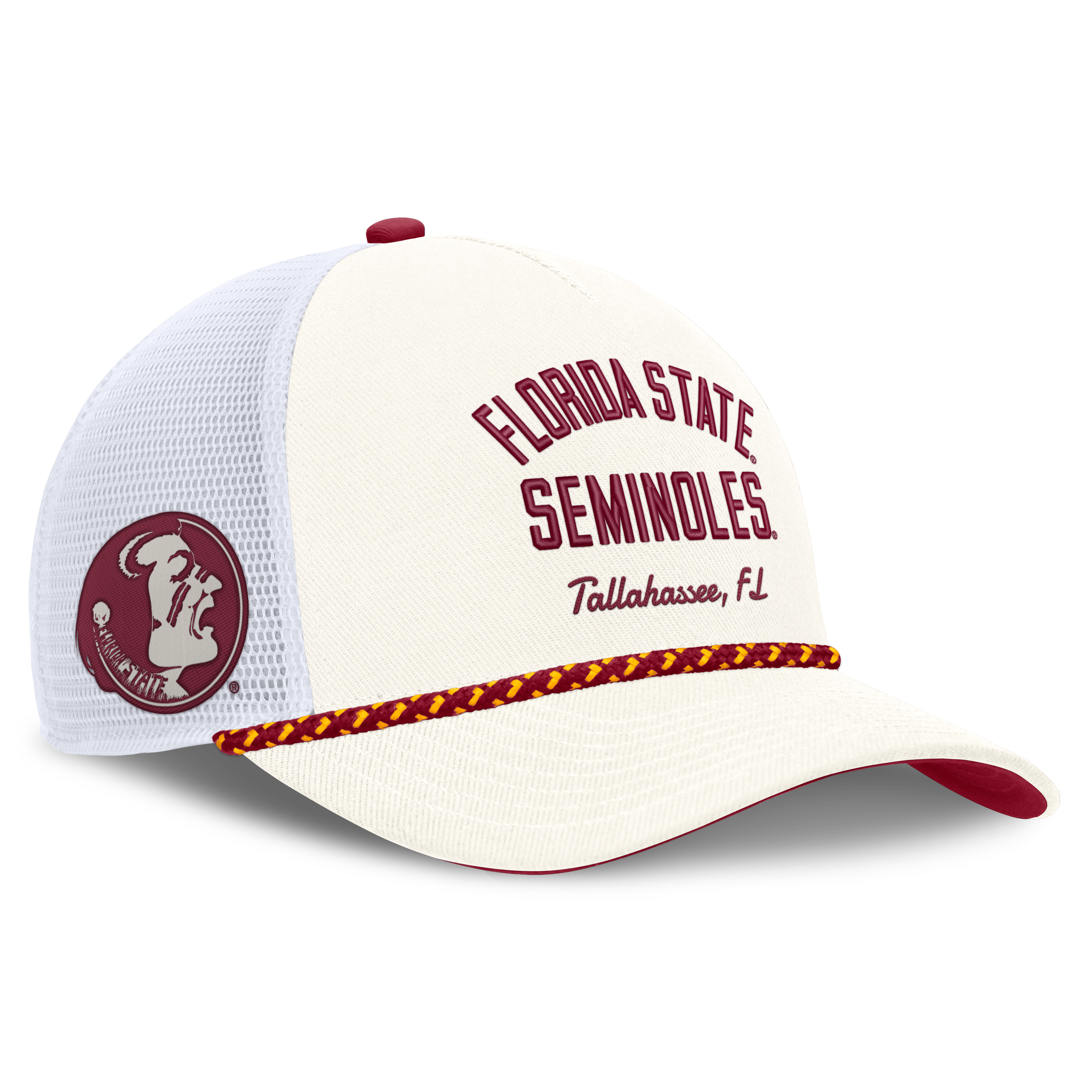 Unisex Nike White Florida State Seminoles Mascot Rope Trucker Adjustable Hat