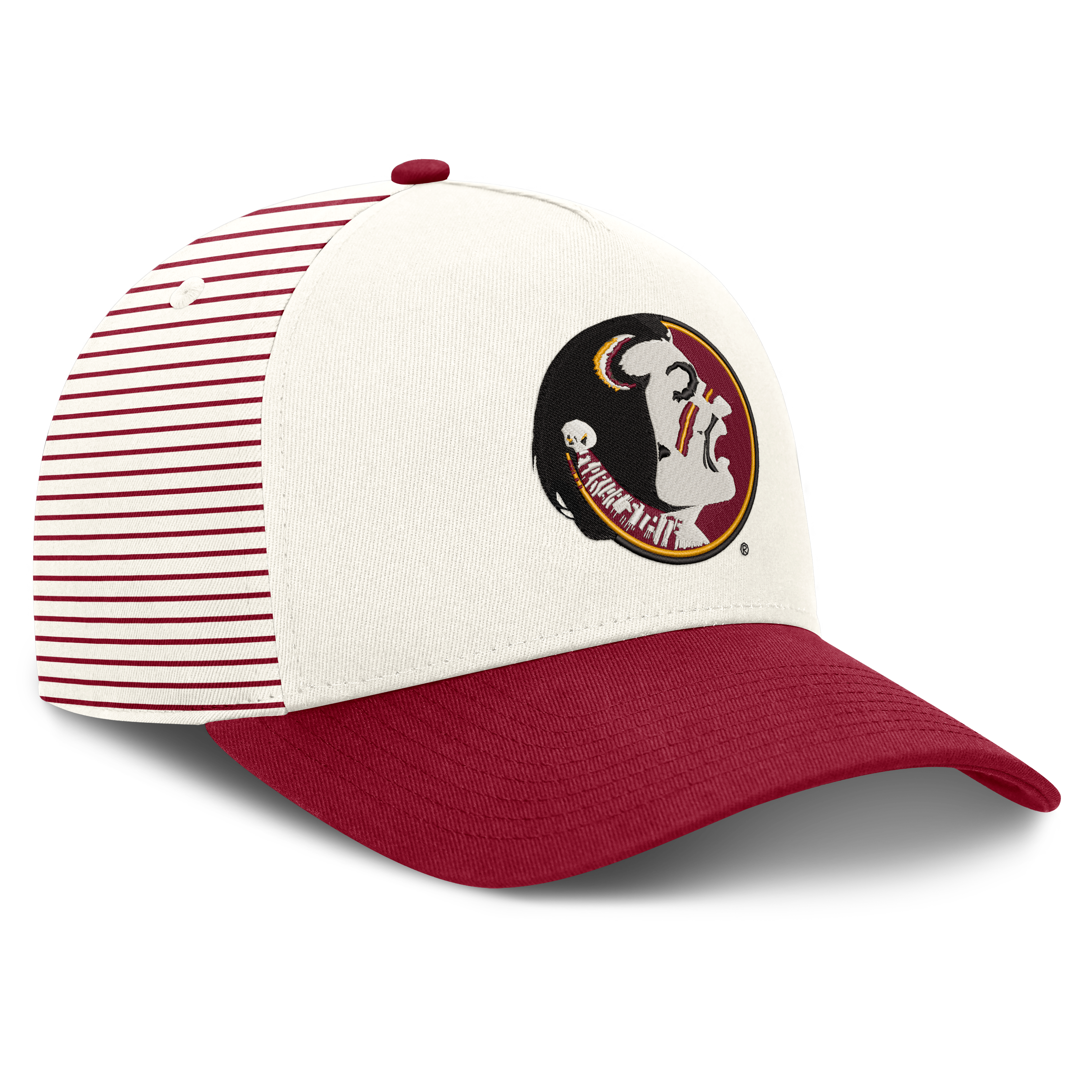 Casquette unisexe Nike blanche/grenat Florida State Seminoles Vault rayée à taille ajustable