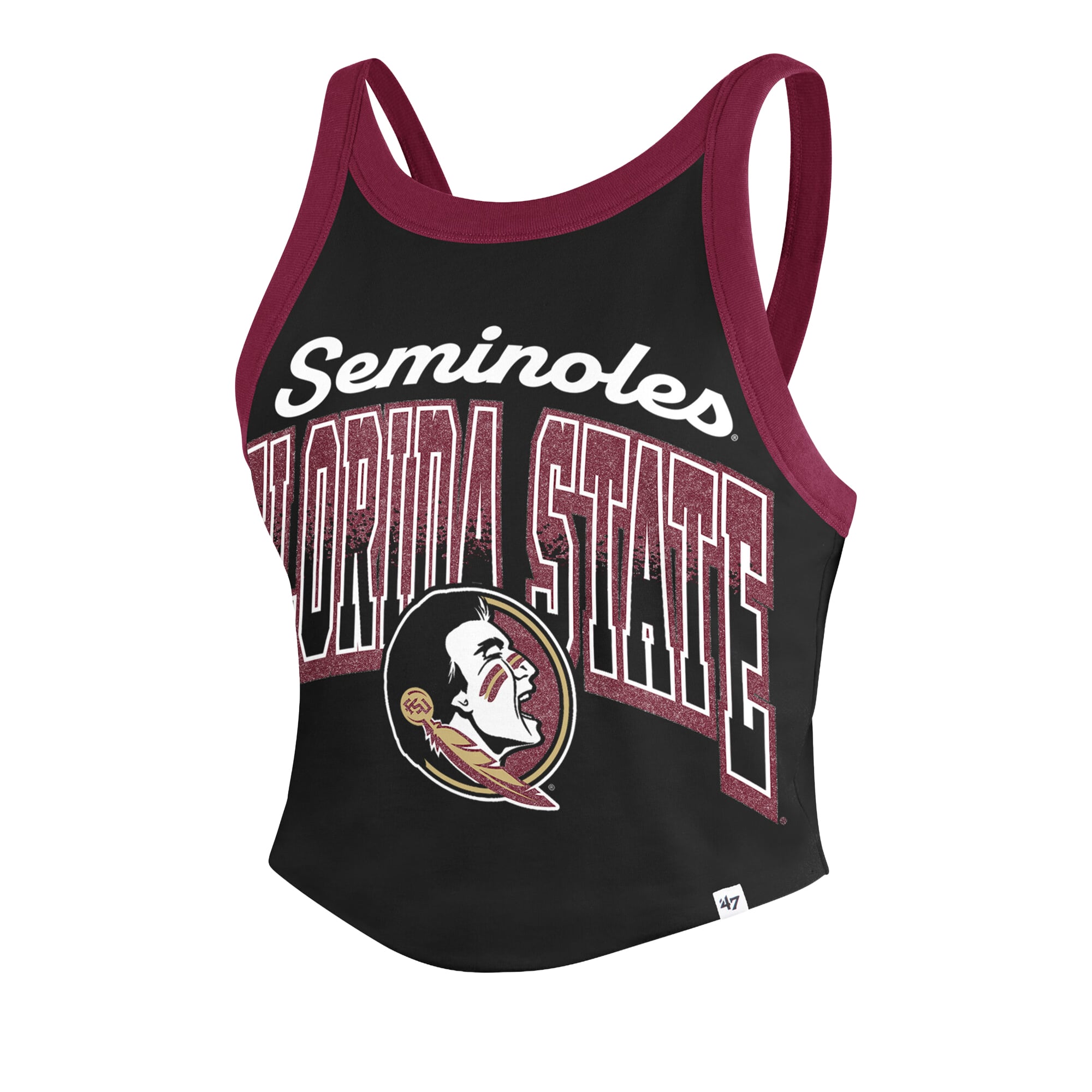 Débardeur de sport pour femme, modèle 47 noir, Florida State Seminoles, effet scintillant.