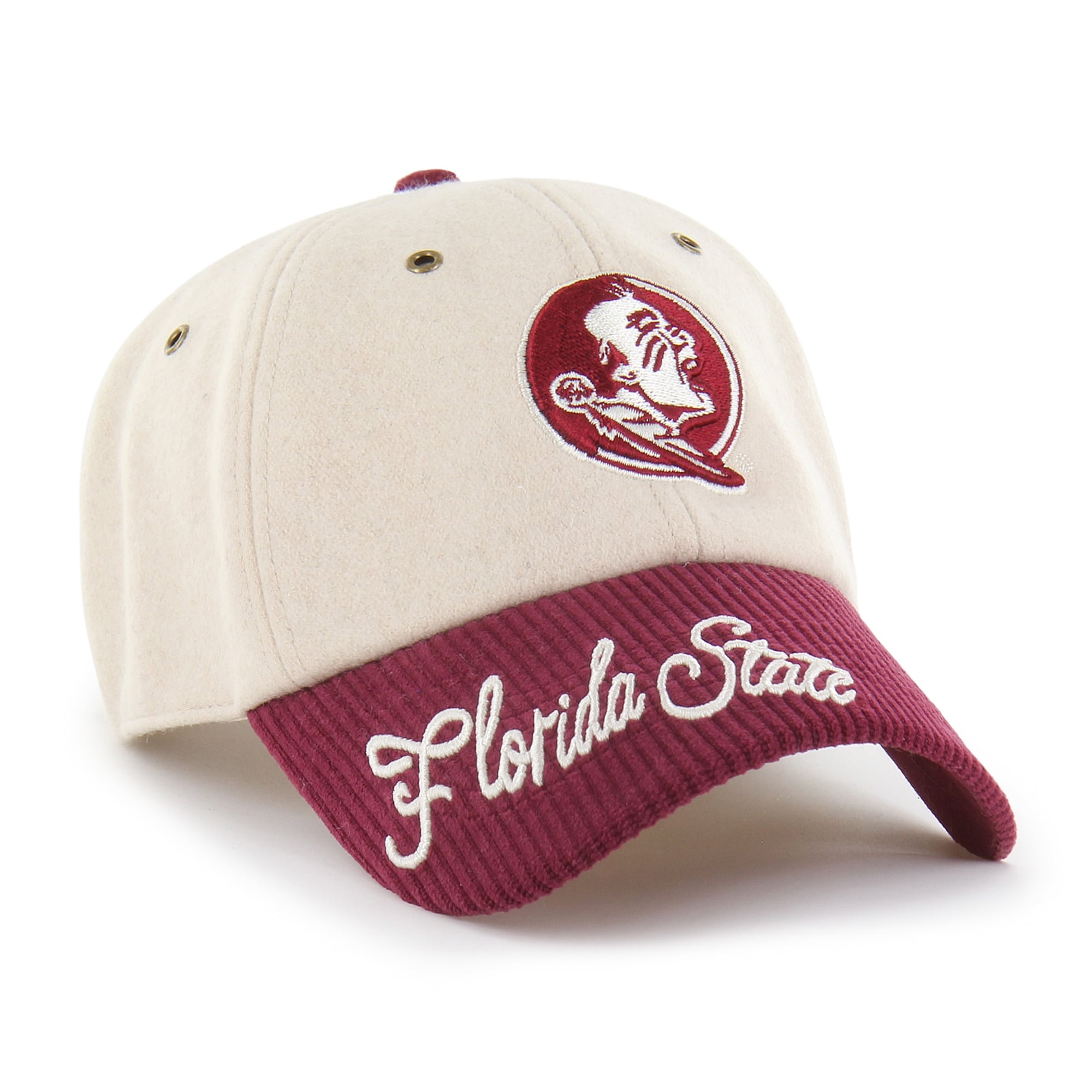 Casquette ajustable « 47 Cream/Grenat Florida State Seminoles Rope Script Clean Up » pour femme