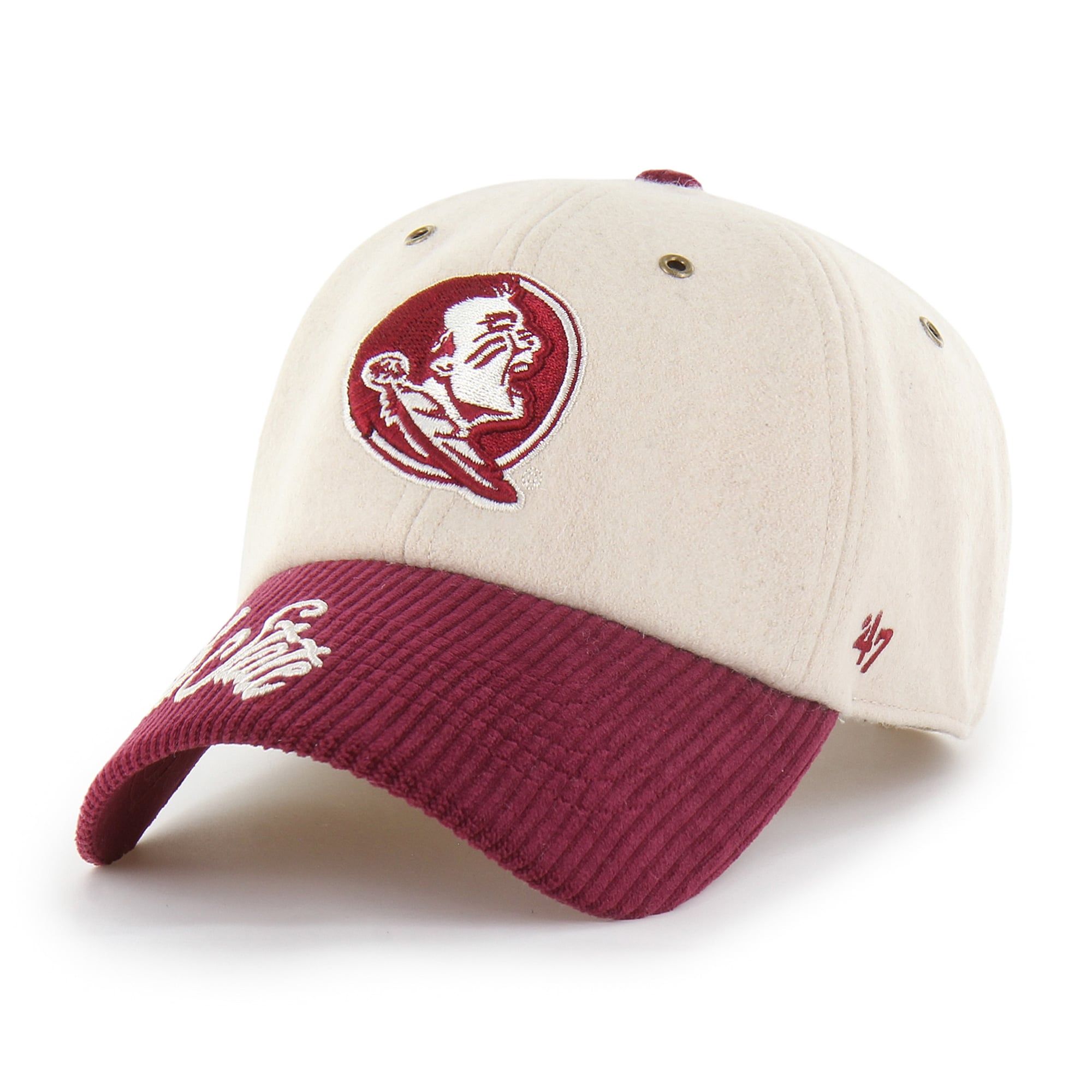 Casquette ajustable « 47 Cream/Grenat Florida State Seminoles Rope Script Clean Up » pour femme