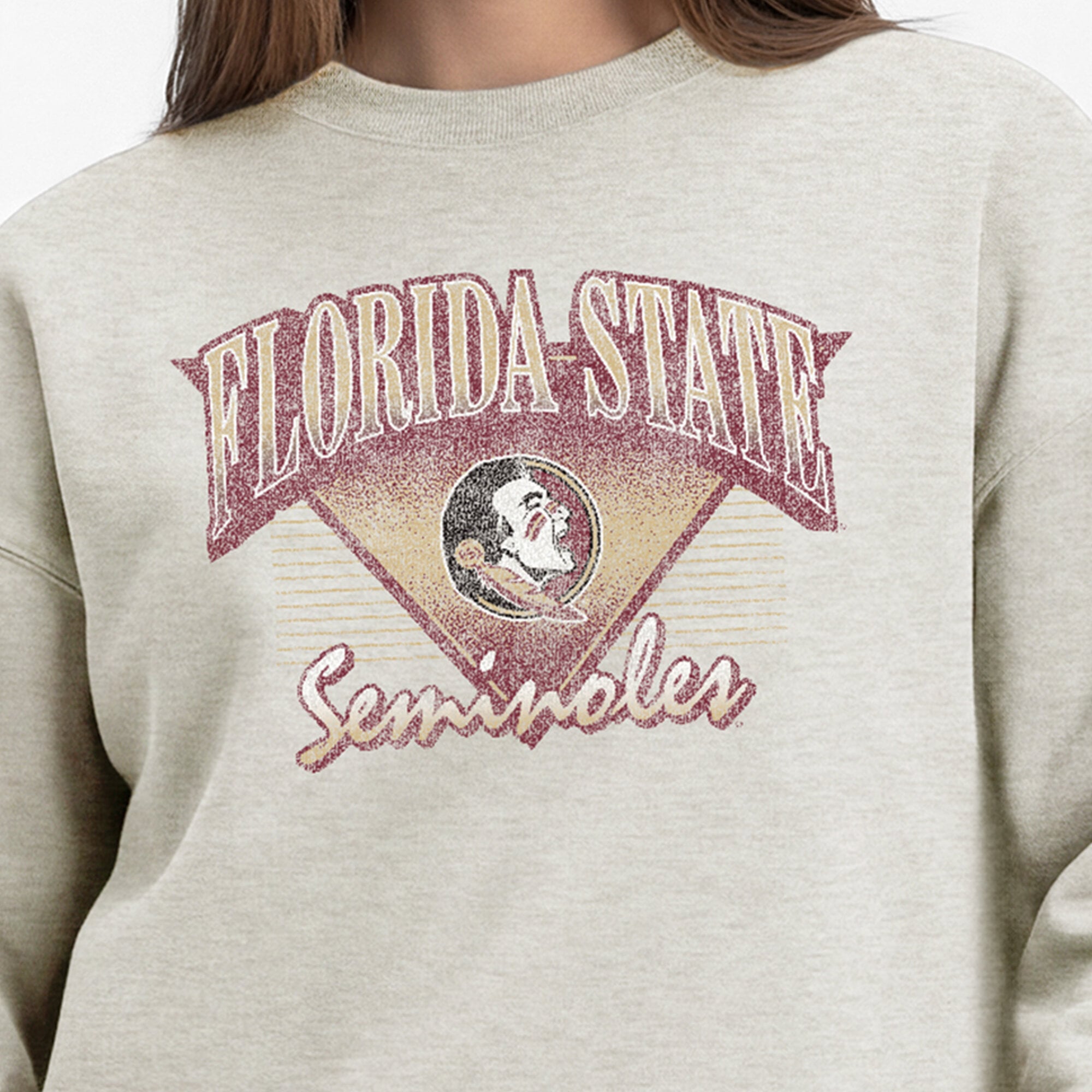 Women's Champion Oatmeal Florida State Seminoles All-Star Weave Sweatshirt