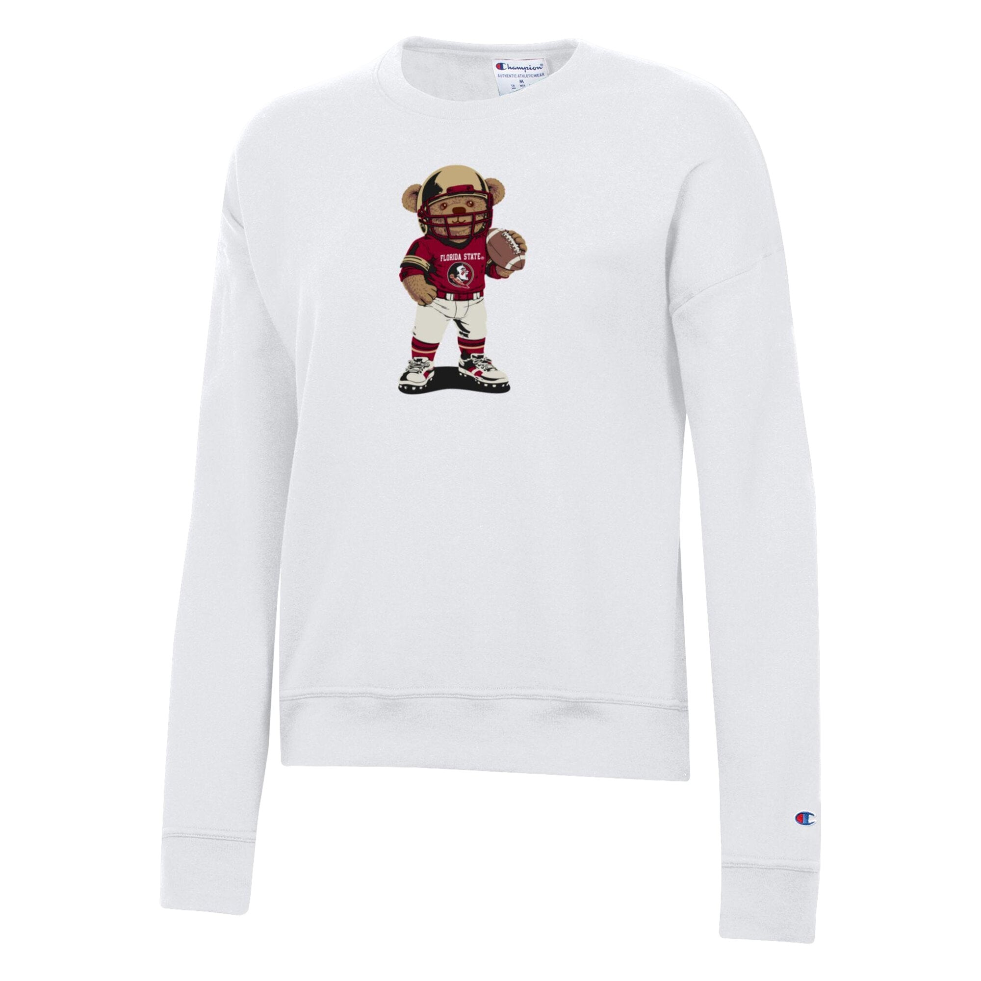 Women's Champion White Florida State Seminoles Teddy Bear Sweatshirt
