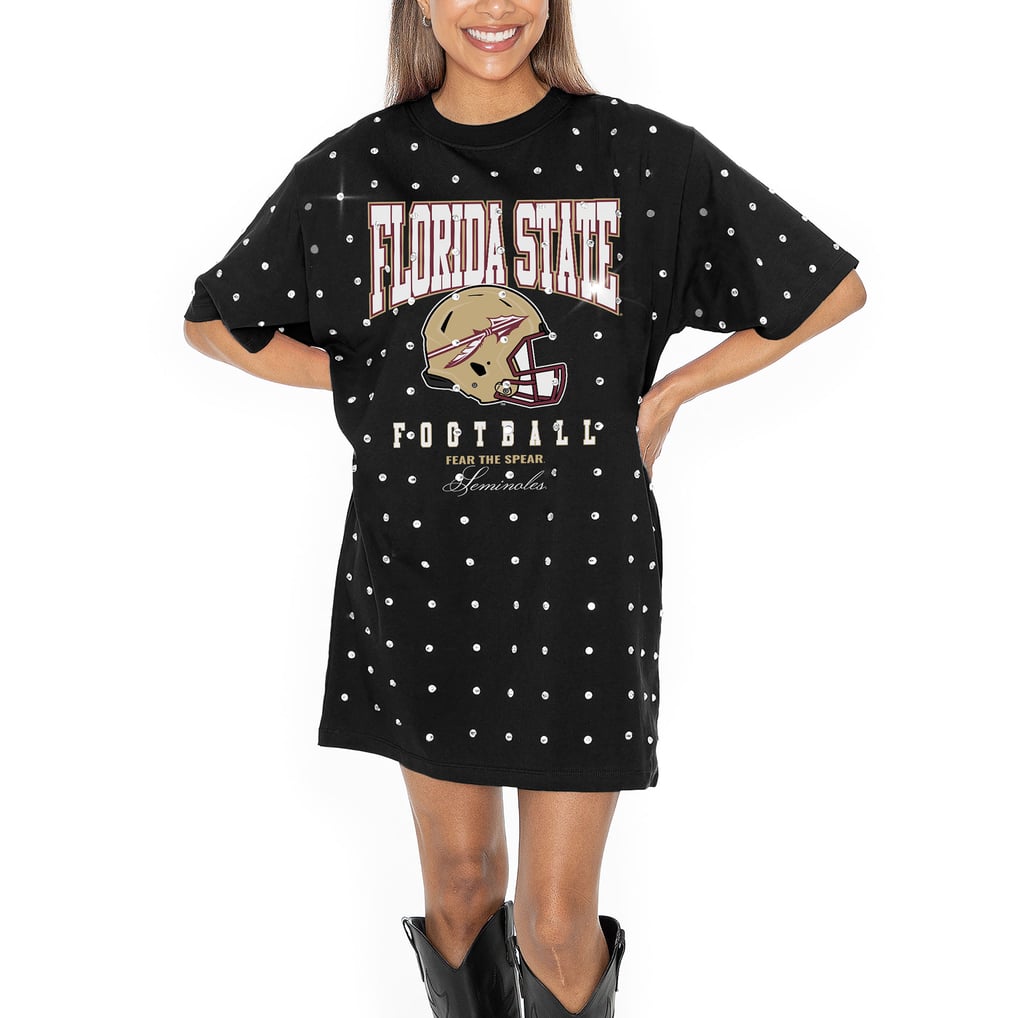 black gameday dresses Women's Couture Florida State Seminoles Allover Rhinestone T-Shirt Dress Maxi dress Size(<a href=