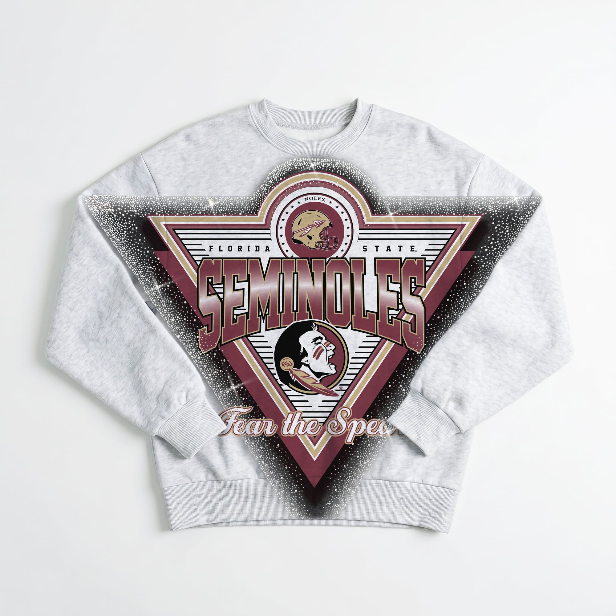 Sweat-shirt oversize en polaire gris à strass « Chasing Victory » des Florida State Seminoles, collection Gameday Couture pour femmes