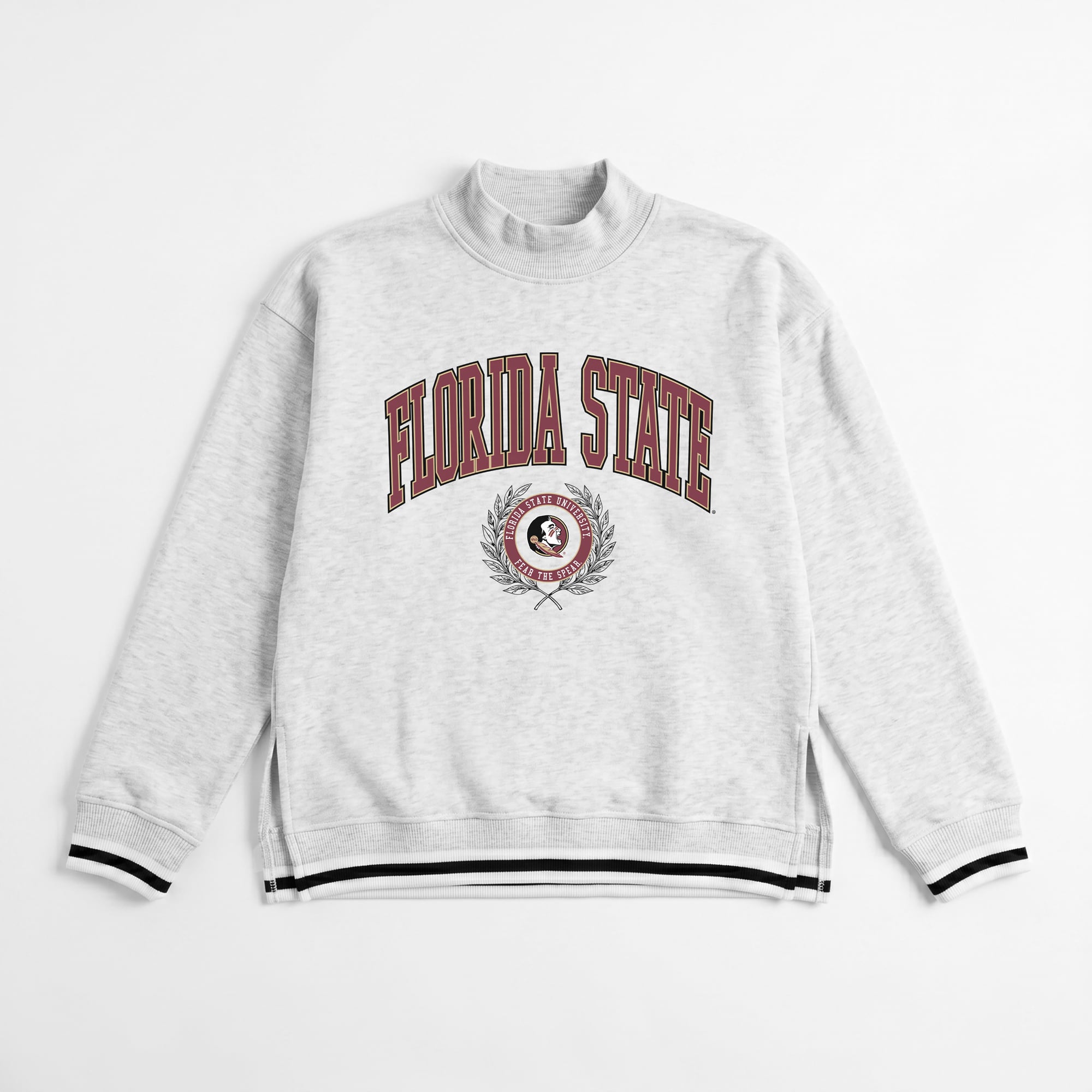 Women's Gameday Couture Gray Florida State Seminoles Rally Point Contrast Stripe Mock Neck Sweatshirt