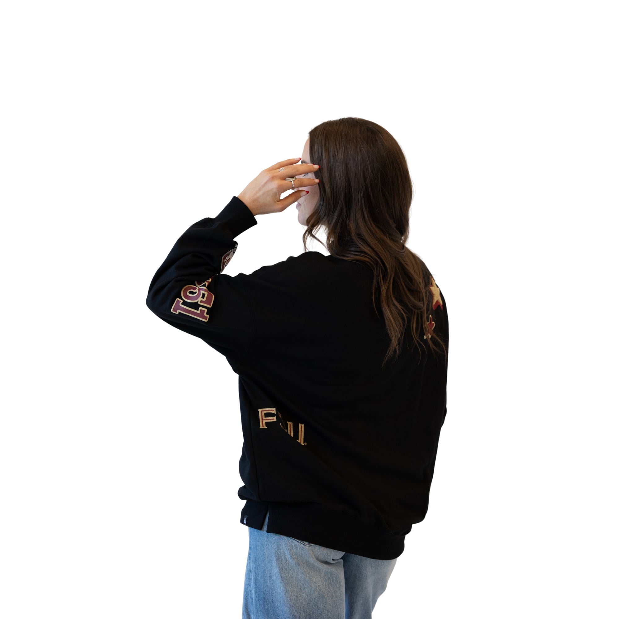 Sweat-shirt à col montant noir écusson Florida State Seminoles pour femmes, idéal les jours de match