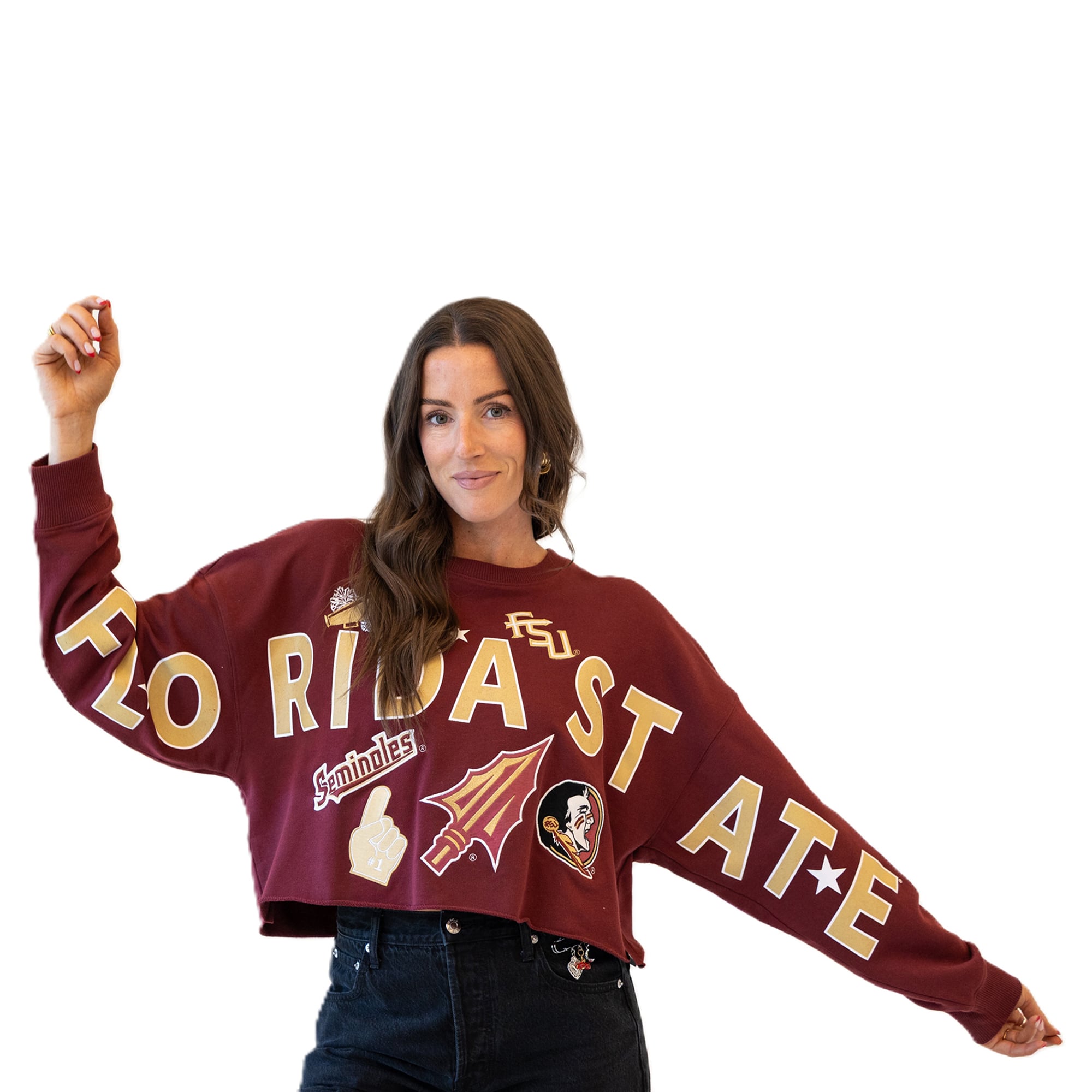 Sweat-shirt à écusson Phipps des Seminoles de l'État Floride, couleur grenat, pour femmes, idéal les journées match.
