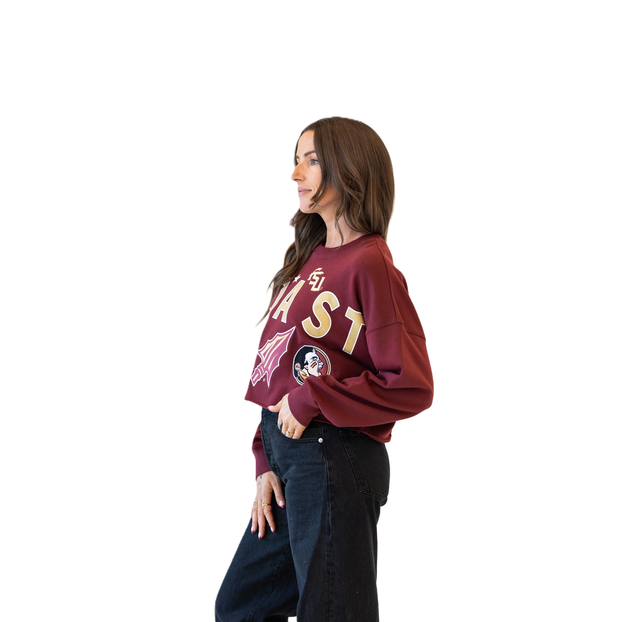 Sweat-shirt à écusson Phipps des Seminoles de l'État Floride, couleur grenat, pour femmes, idéal les journées match.