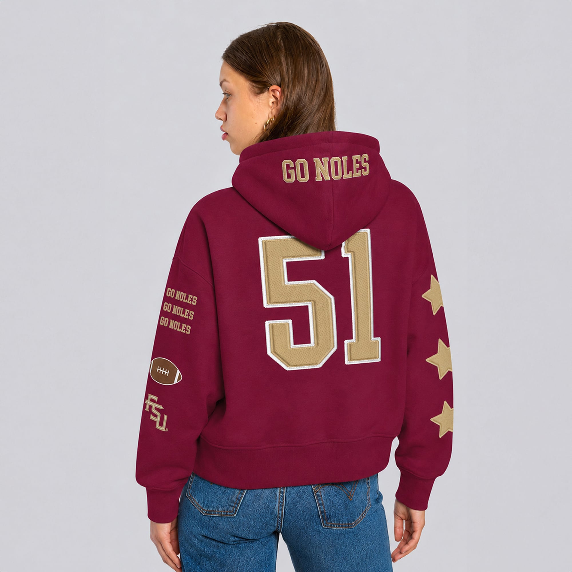Sweat à capuche court grenat Florida State Seminoles pour femmes de la marque Hype and Vice