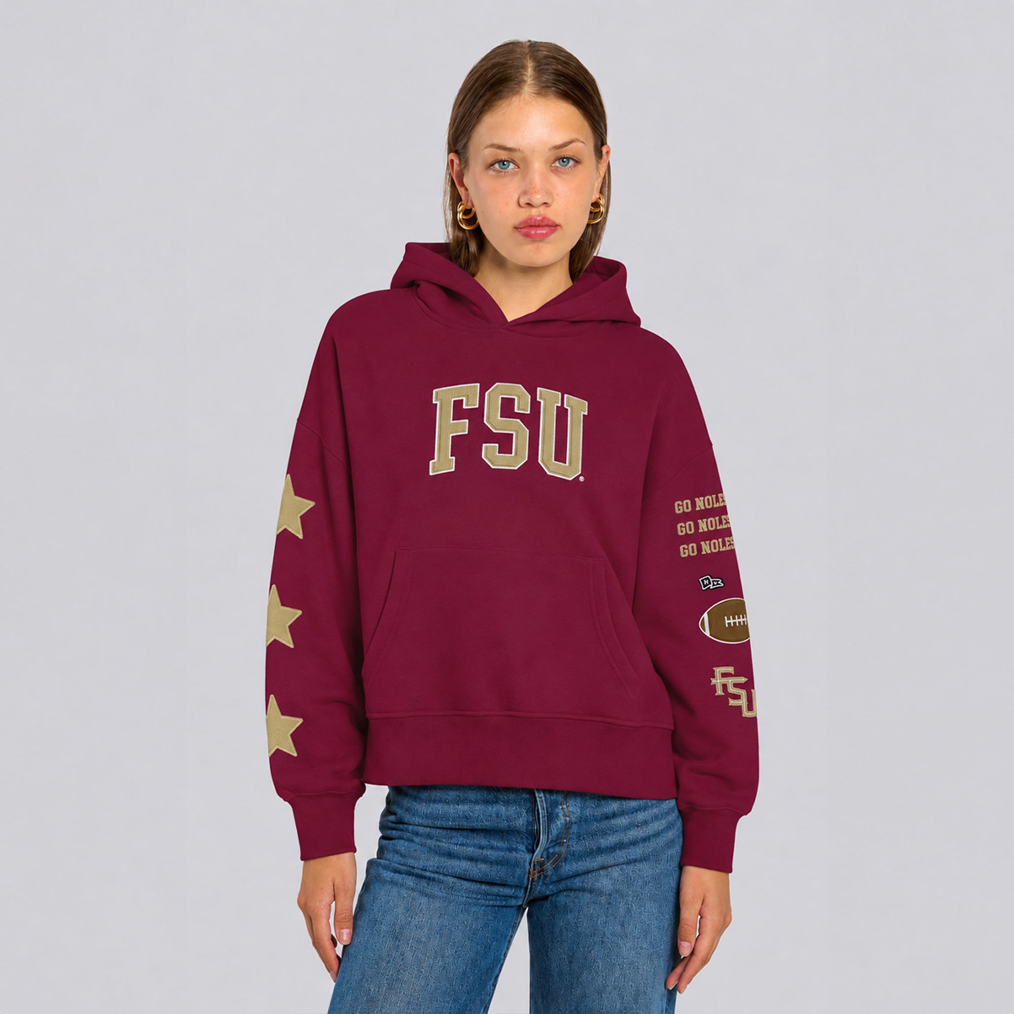 Sweat à capuche court grenat Florida State Seminoles pour femmes de la marque Hype and Vice