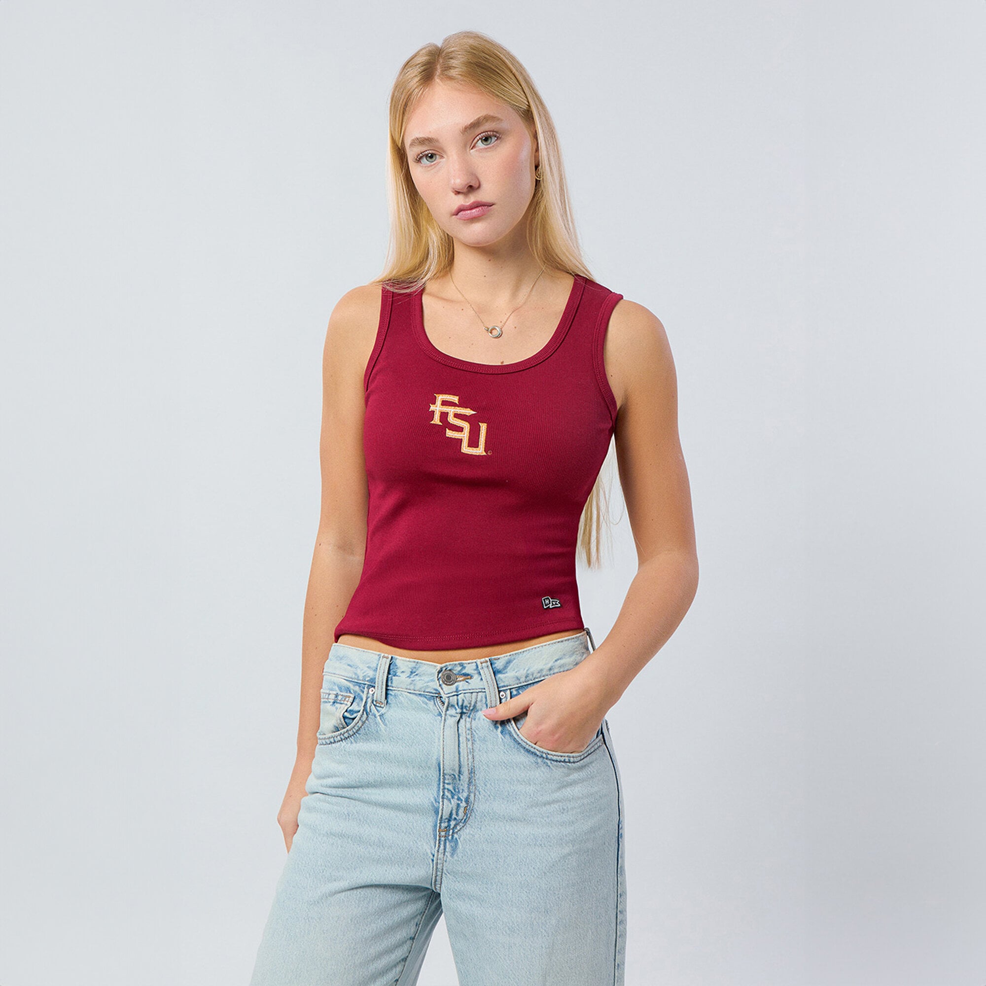 Débardeur côtelé à logo principal grenat des Florida State Seminoles pour femmes de la marque Hype and Vice