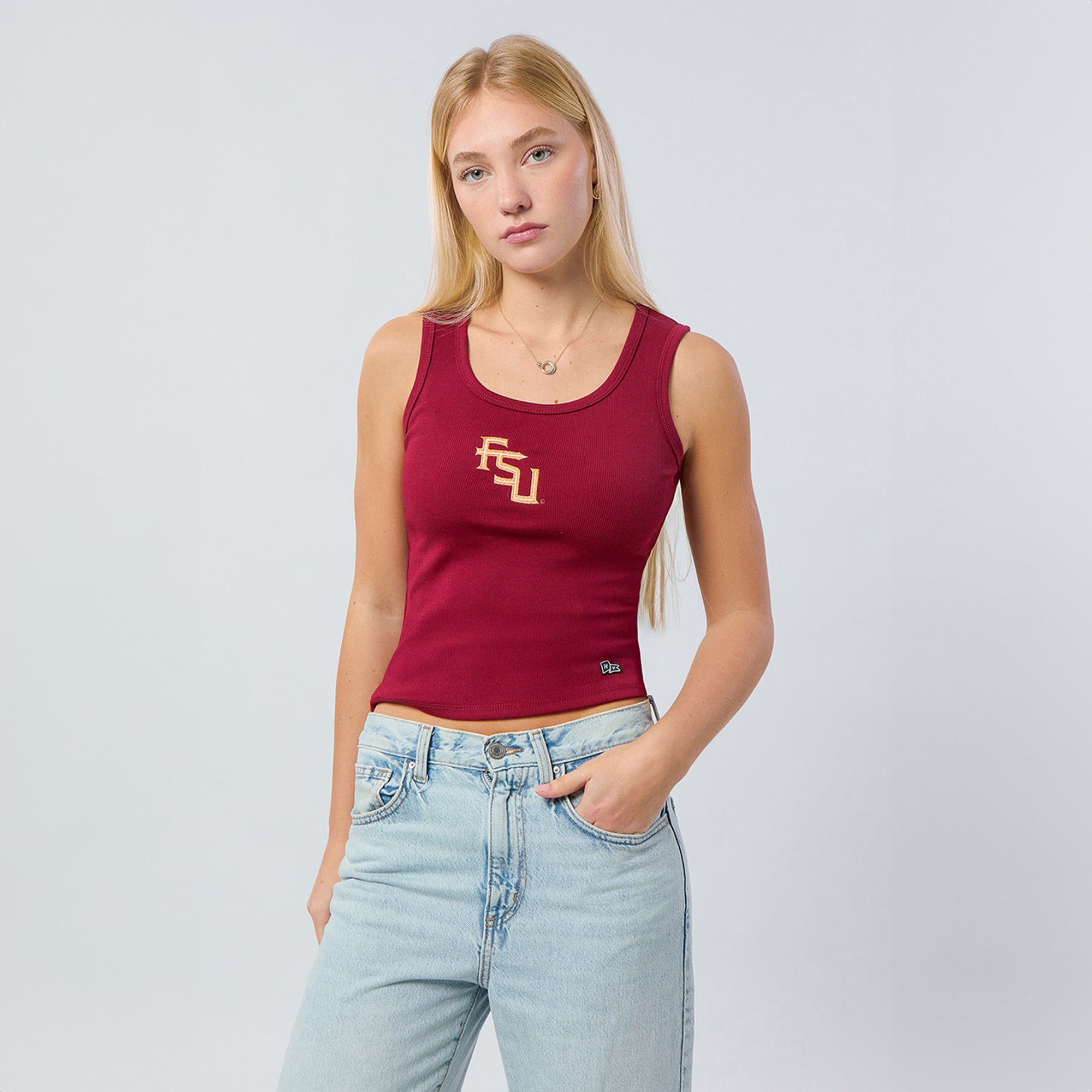 Débardeur côtelé à logo principal grenat des Florida State Seminoles pour femmes de la marque Hype and Vice