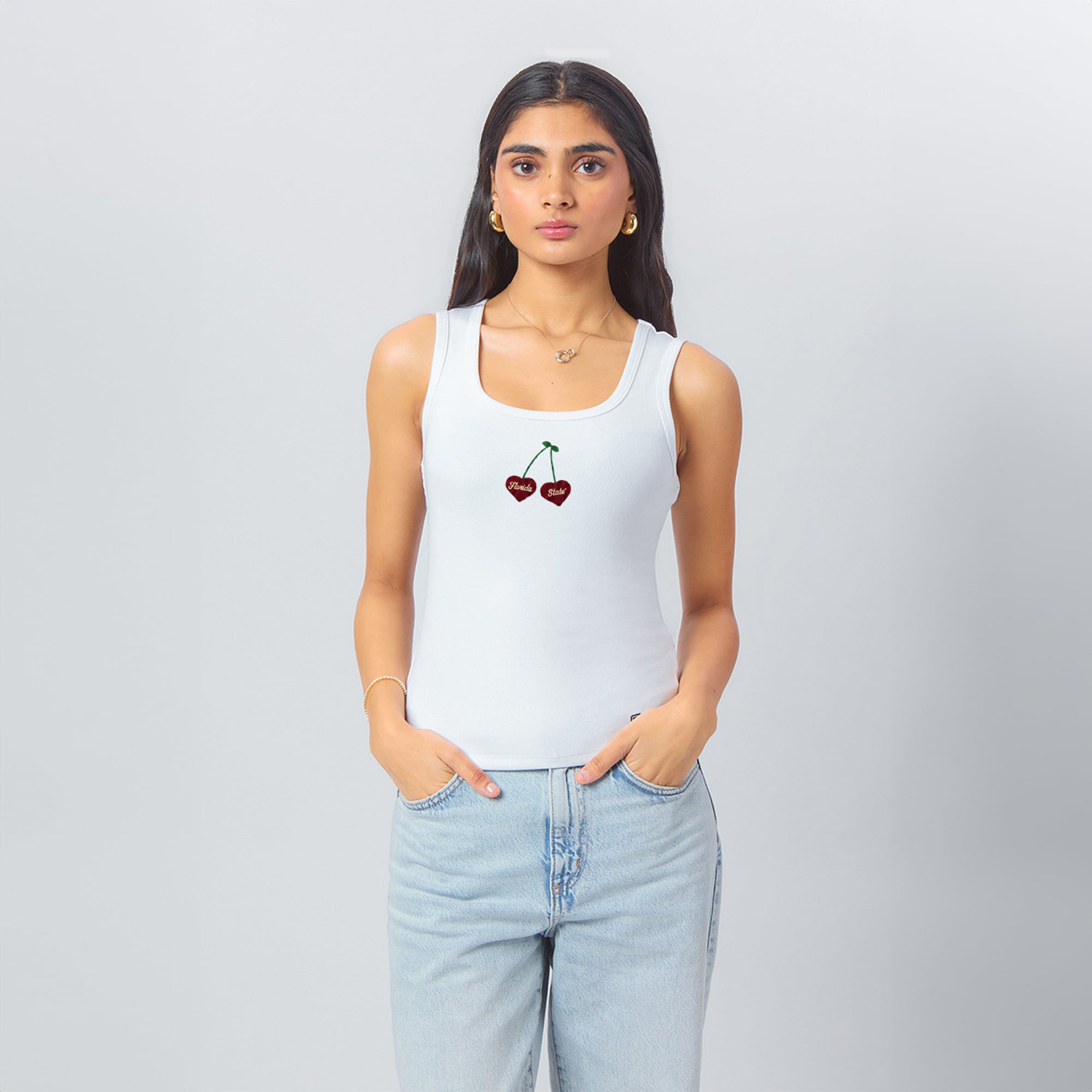 Débardeur court côtelé blanc Florida State Seminoles pour femmes - Collection Hype and Vice